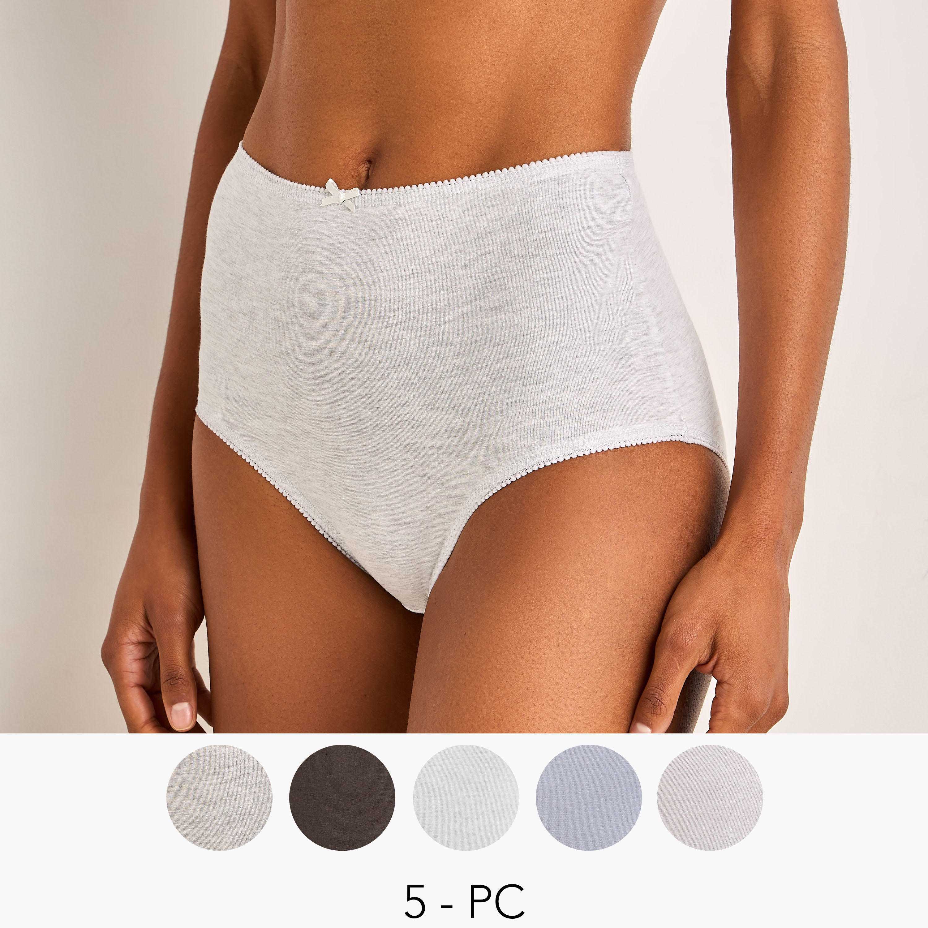 Set of 5 - Full Briefs with Bow Detail-women-clothing-lingerie-panties-image-1