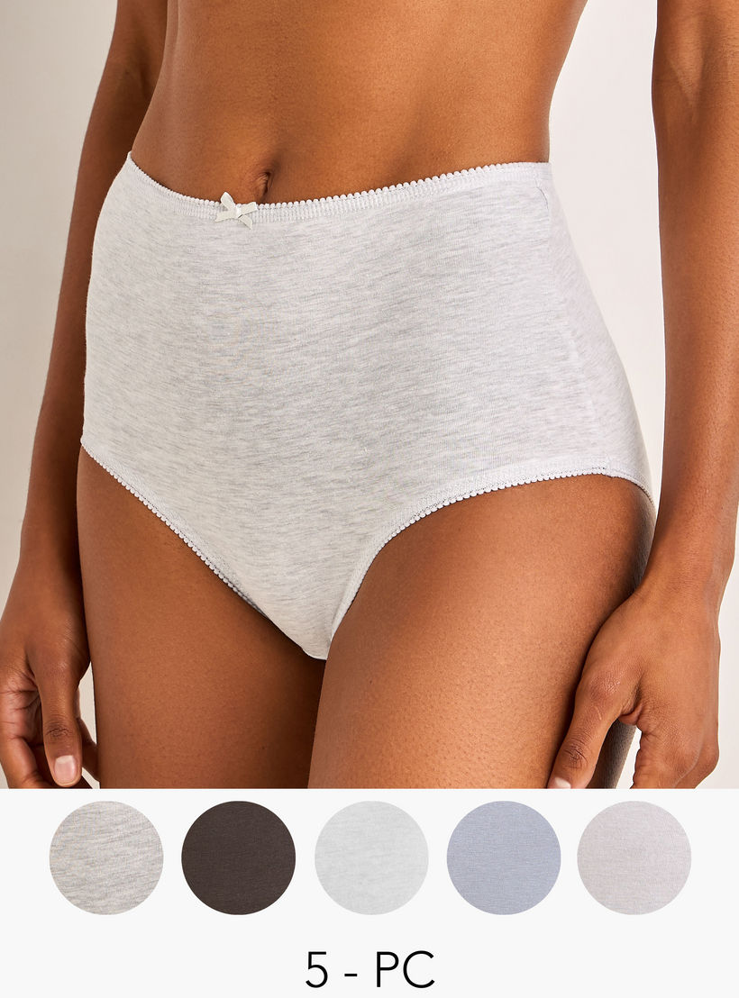Set of 5 - Full Briefs with Bow Detail-women-clothing-lingerie-panties-image-1