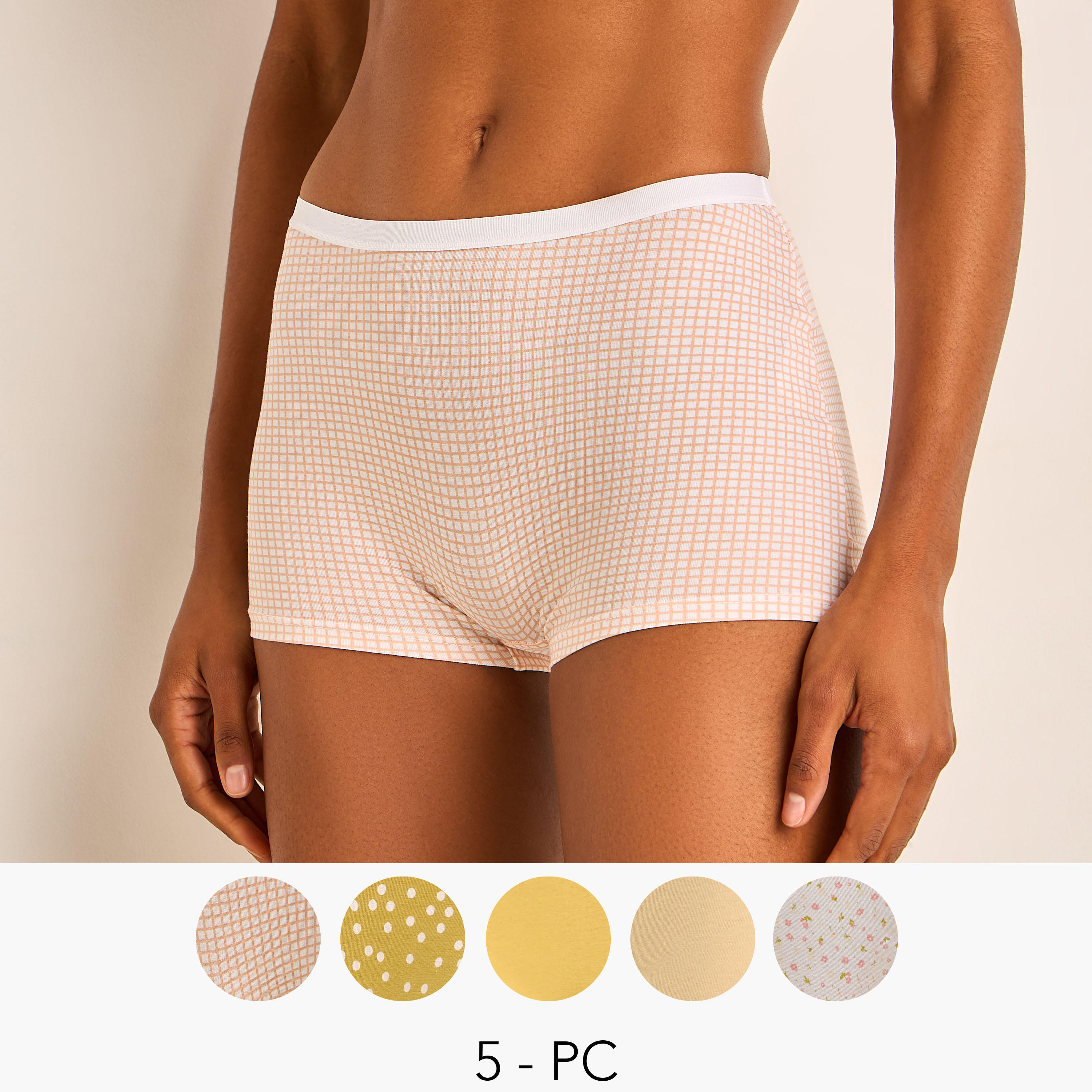 Set of 5 - Boyshort Briefs with Assorted Print-women-clothing-lingerie-panties-image-1