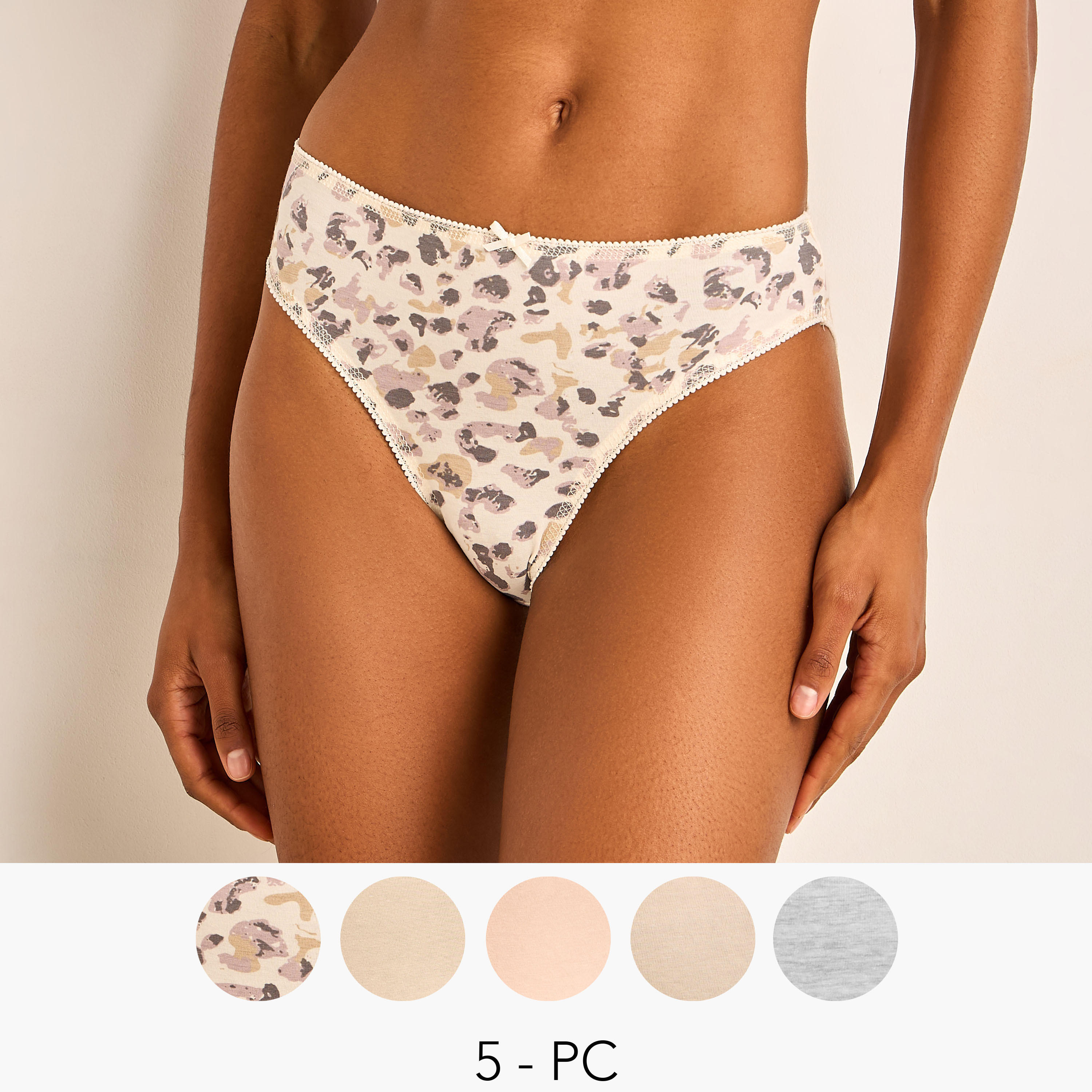 طقم من 5 - سروال بيكيني بطبعات-women-clothing-lingerie-panties-image-9