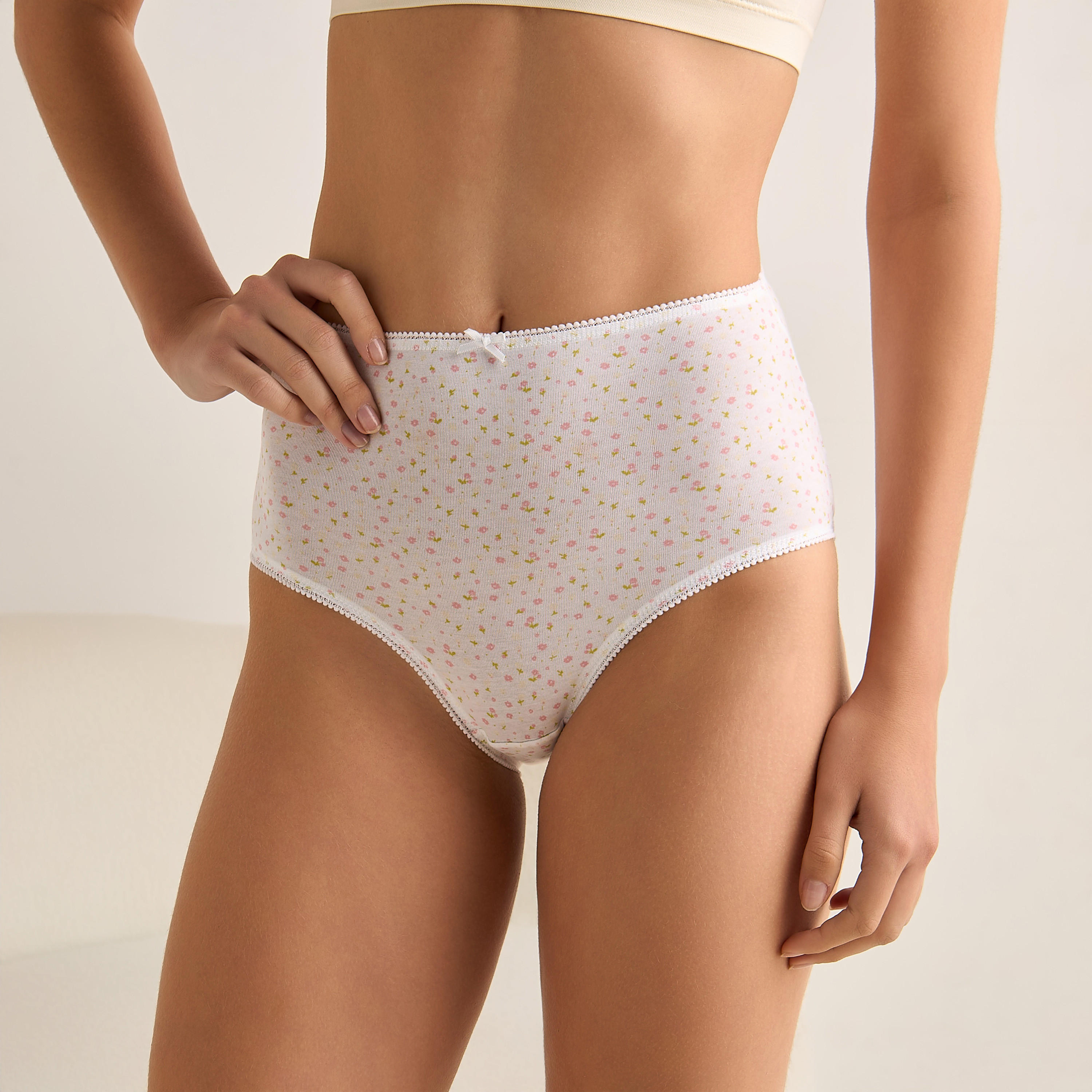 Set of 5 - Full Briefs High Waist Bow Accent-women-clothing-lingerie-panties-image-7