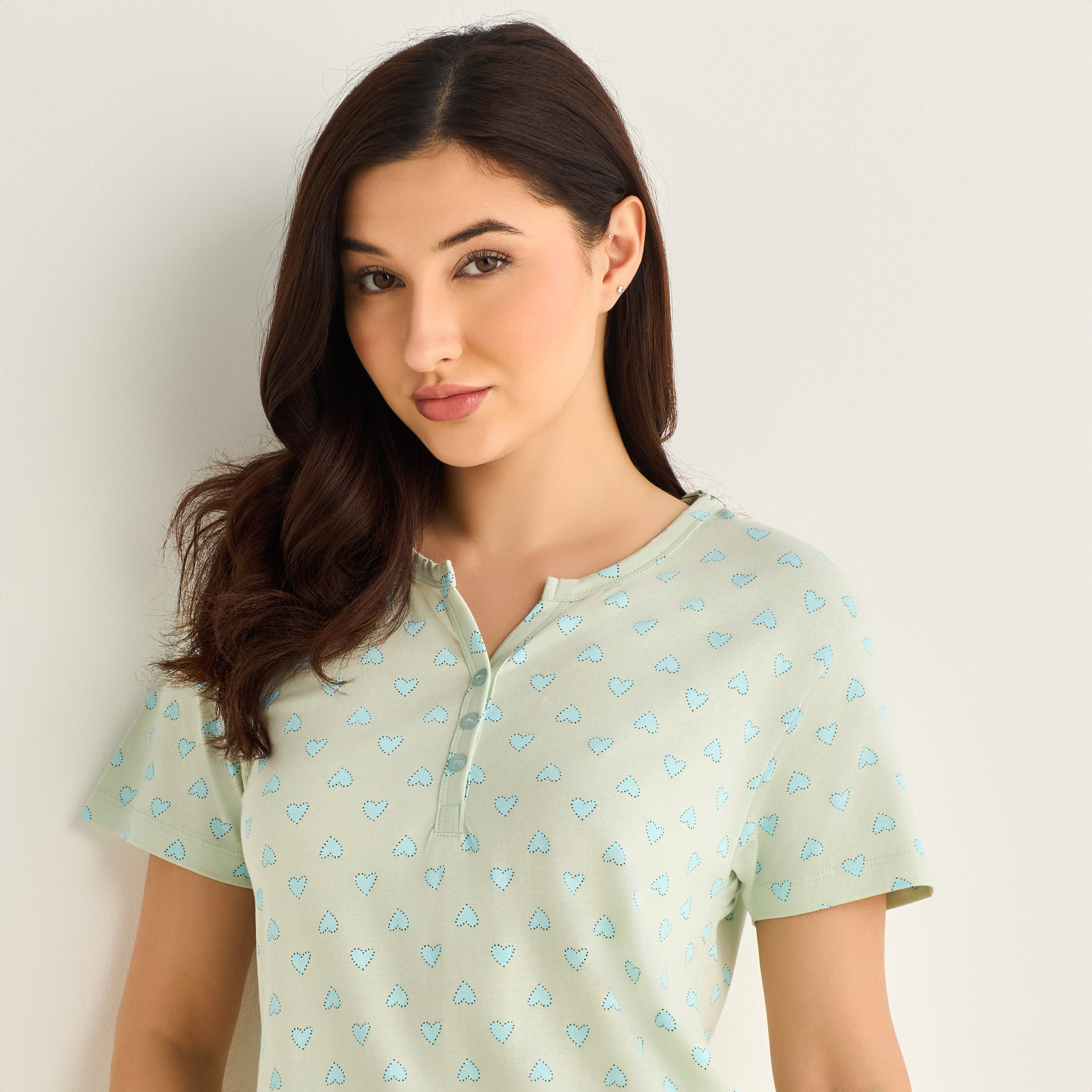 Midi Night Dress Short Sleeve Fruit Print Cotton-women-clothing-nightwear-nighties-image-4