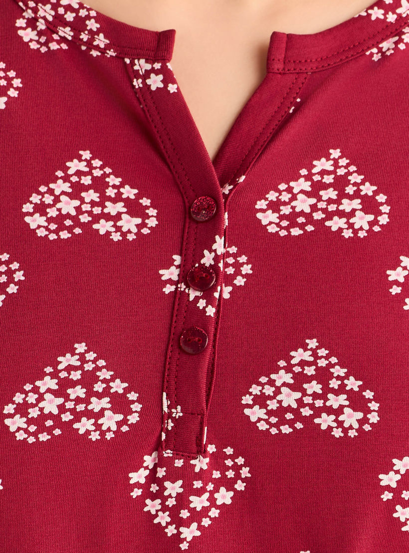 فستان نوم قطن ميدي بأكمام قصيرة وطبعات-women-clothing-nightwear-nighties-image-5