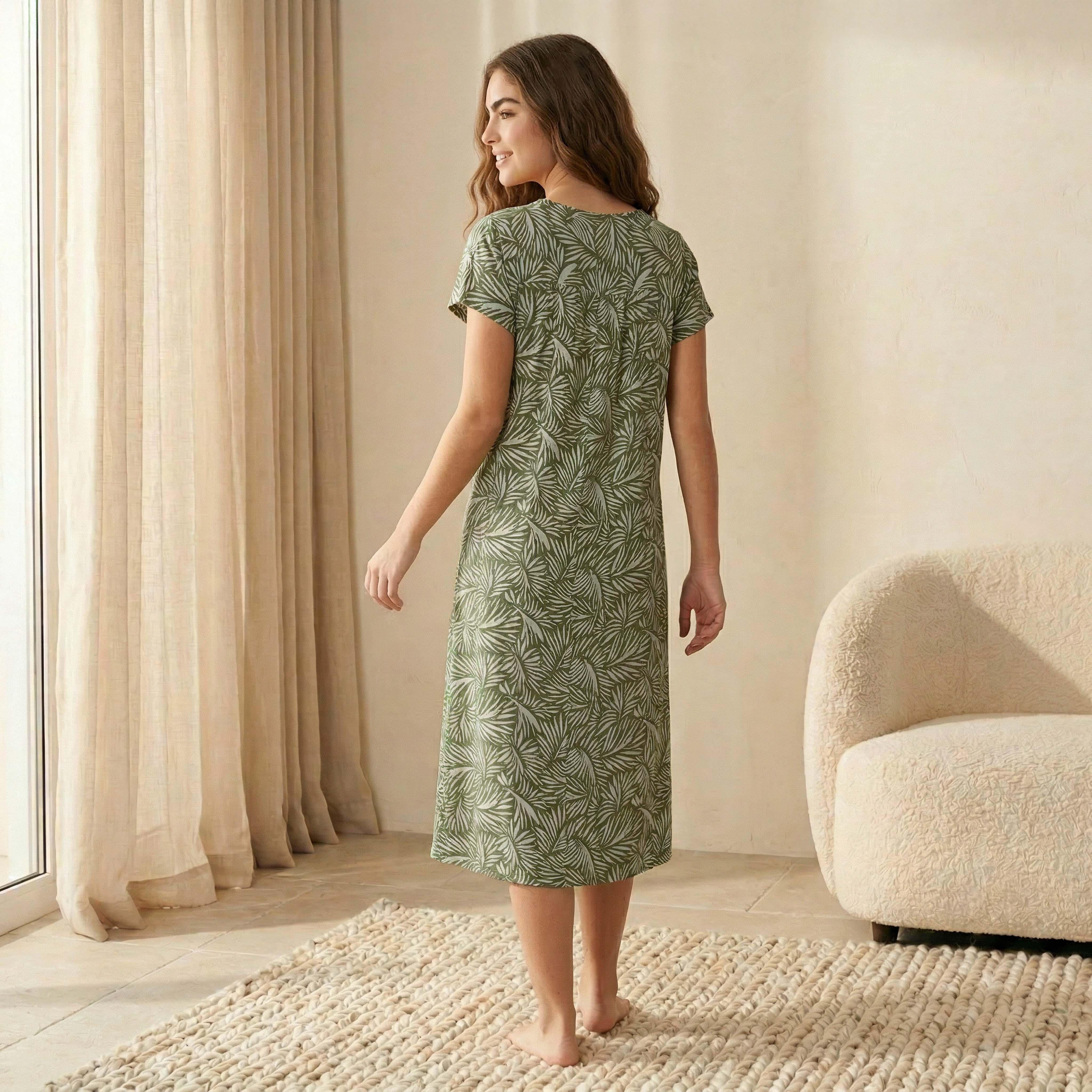 فستان نوم ميدي فيسكوز بأكمام قصيرة وطبعات-women-clothing-nightwear-nighties-image-4