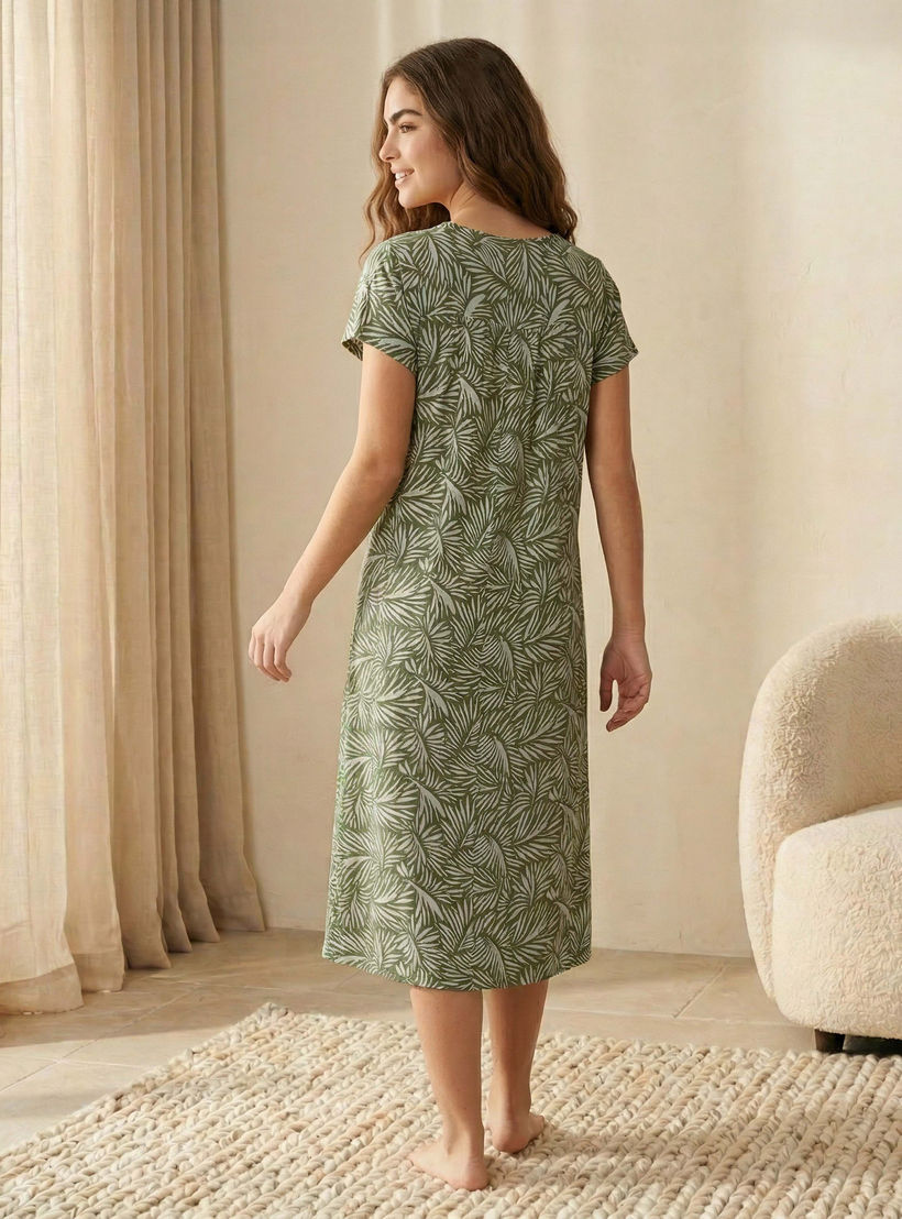 فستان نوم ميدي فيسكوز بأكمام قصيرة وطبعات-women-clothing-nightwear-nighties-image-4