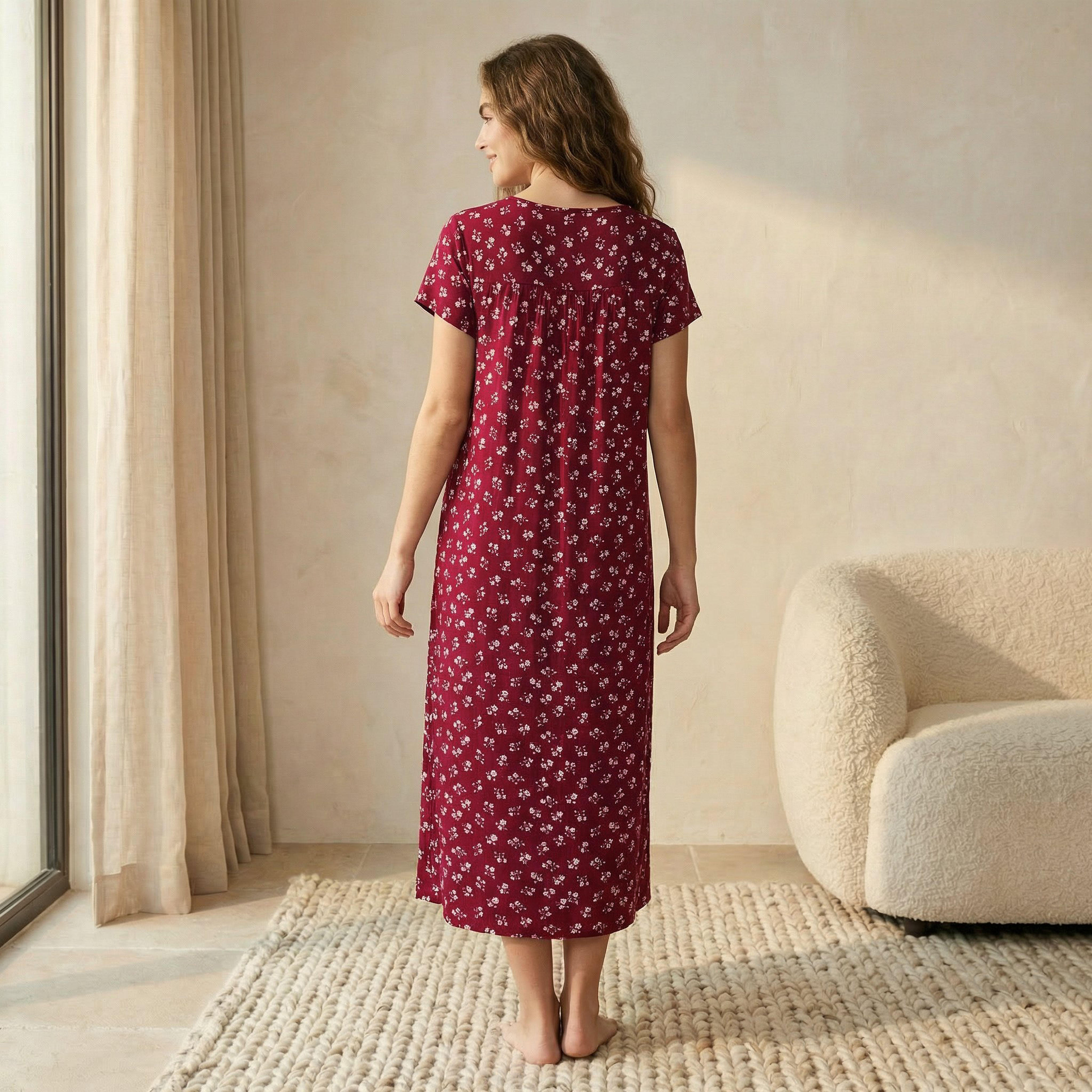 فستان نوم ميدي فيسكوز بأكمام قصيرة وطبعات-women-clothing-nightwear-nighties-image-4