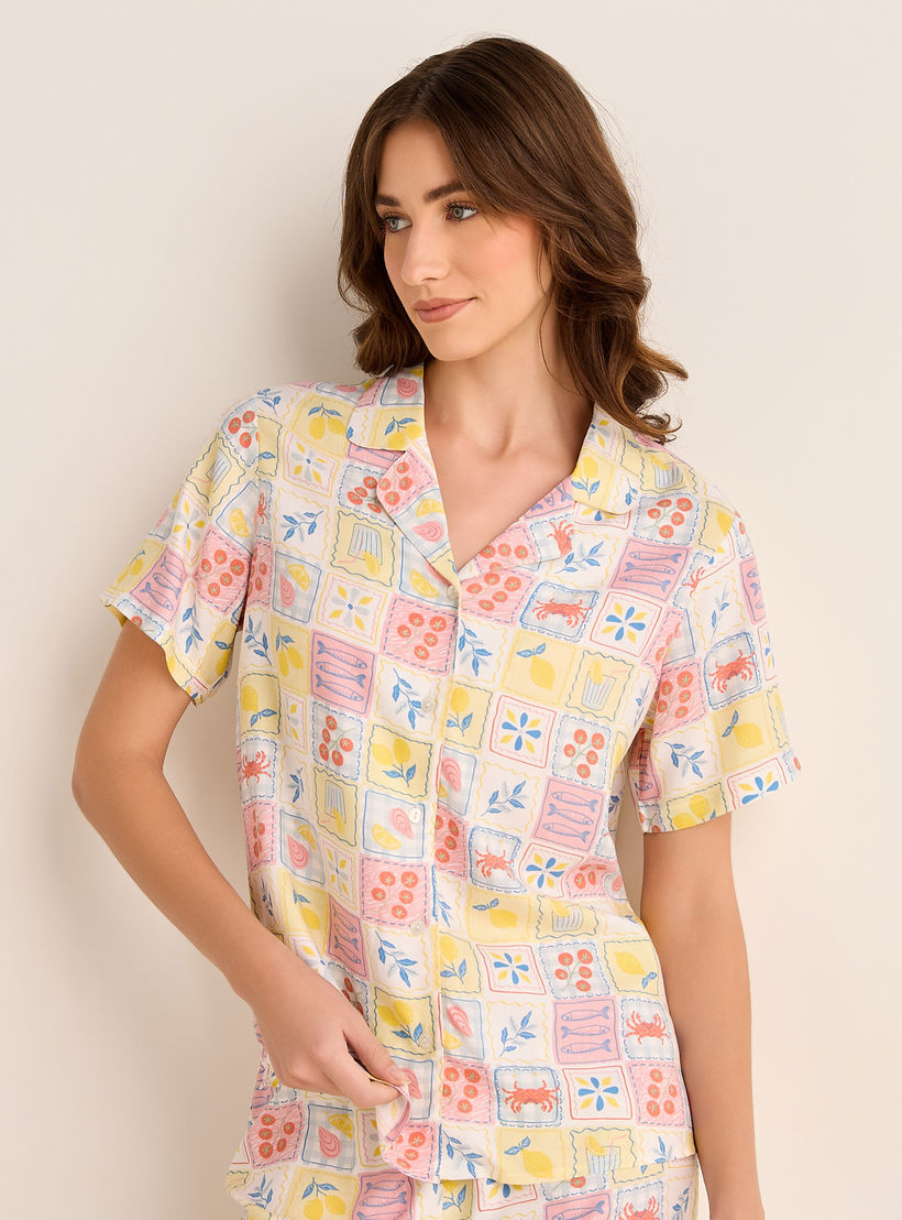 طقم قميص بأزرار وبنطلون بيجاما فيسكوز مع قناع عيون-women-clothing-nightwear-pyjamas-longsets-image-3