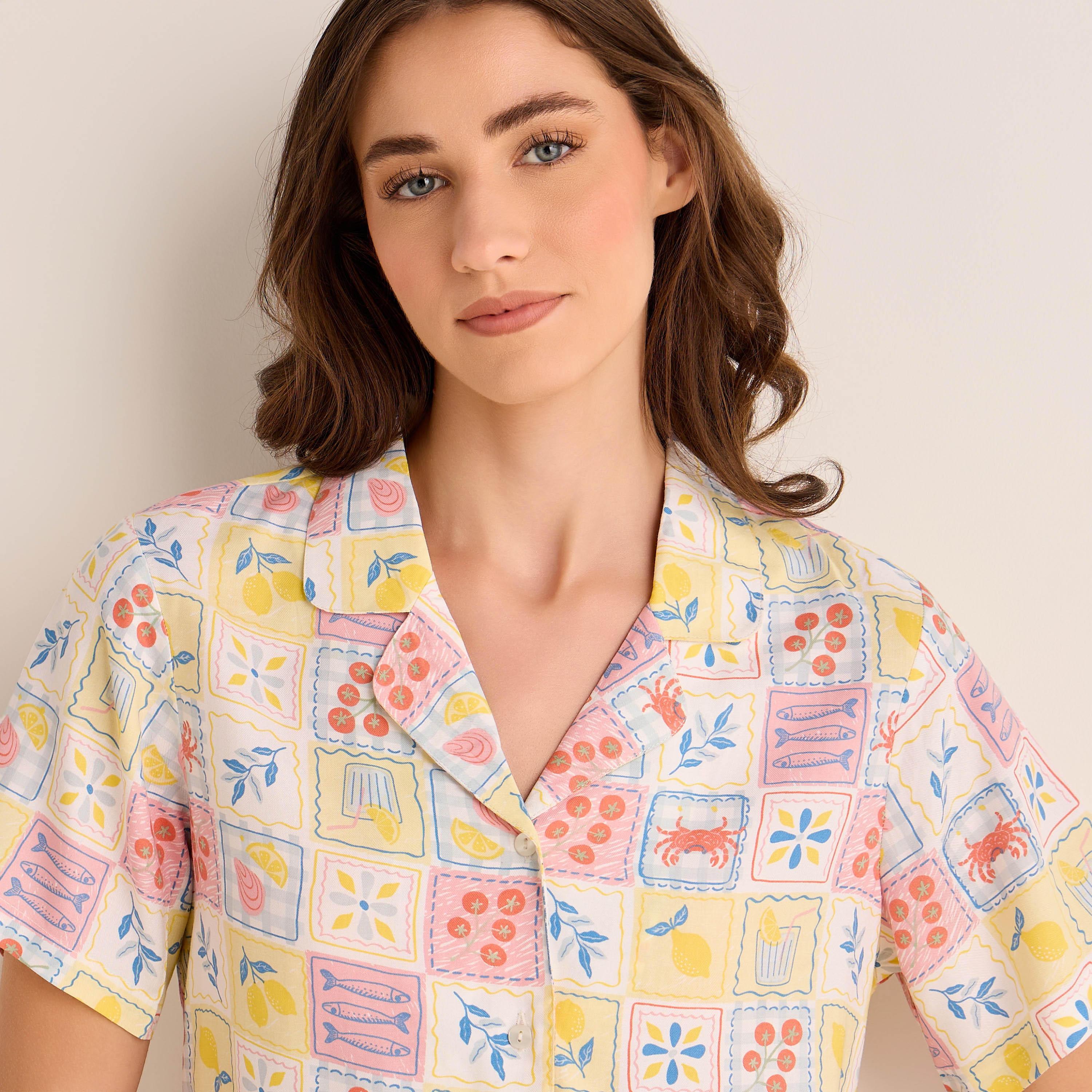 Pyjama Set Button-Down Shirt and Pants with Eye Mask Viscose-women-clothing-nightwear-pyjamas-longsets-image-6