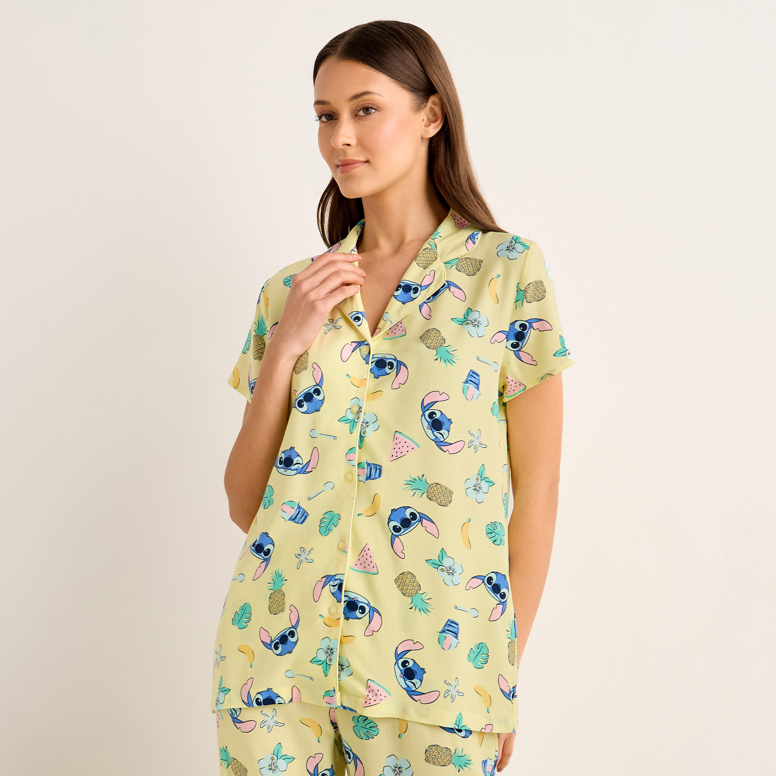 Pyjama Set Button-Down Shirt & Trousers Viscose-women-clothing-nightwear-pyjamas-longsets-image-2