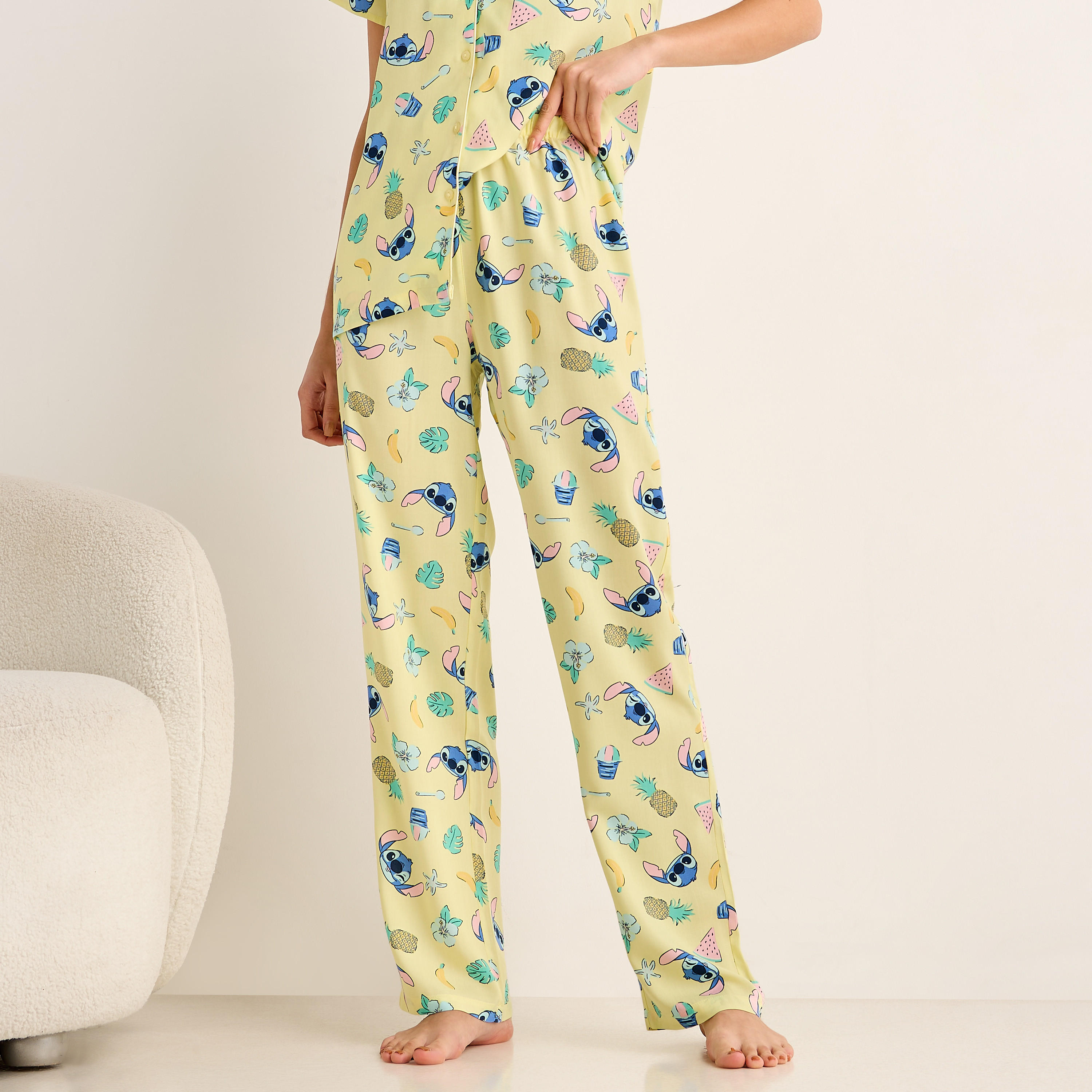 Pyjama Set Button-Down Shirt & Trousers Viscose-women-clothing-nightwear-pyjamas-longsets-image-3