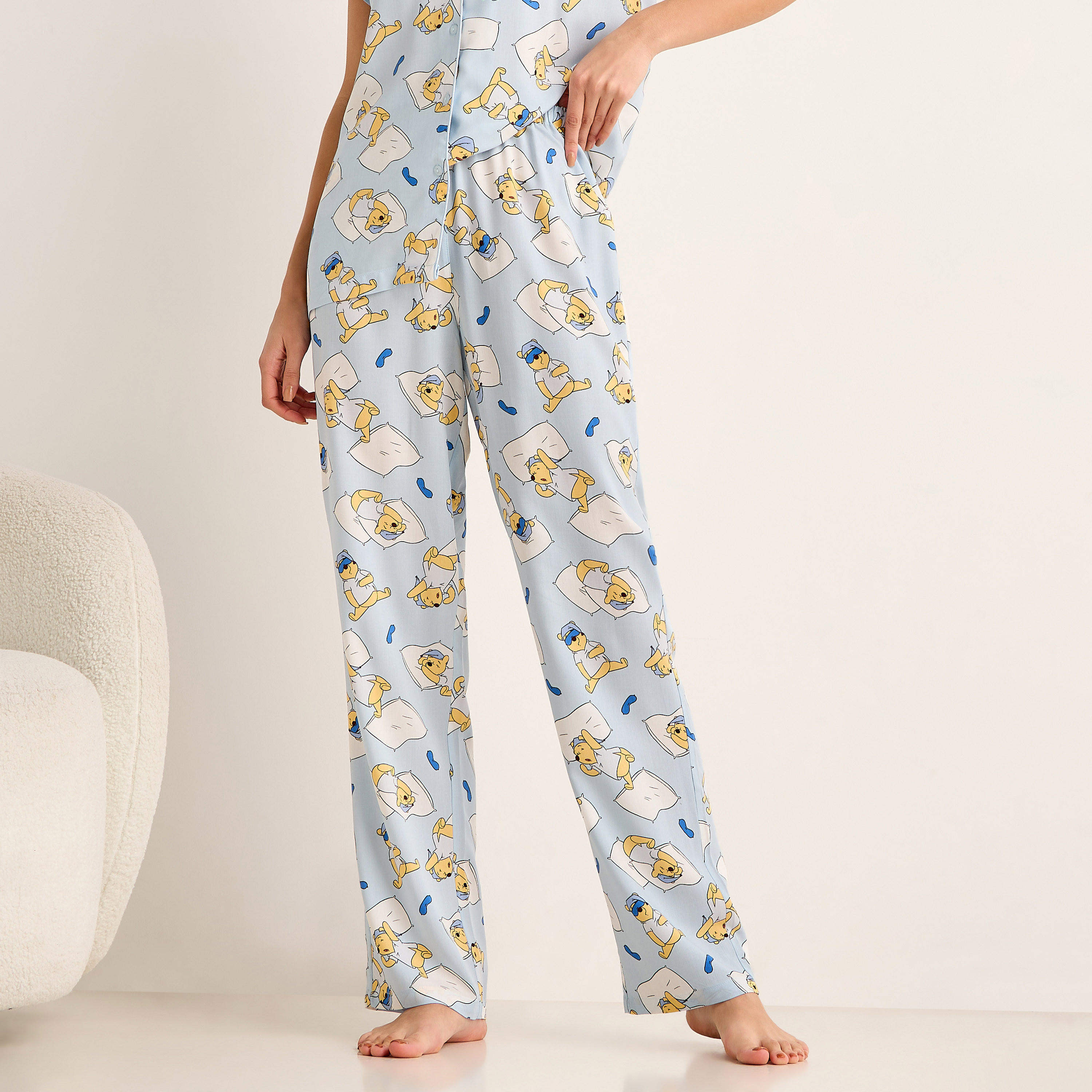 طقم بيجاما فيسكوز قميص وبنطلون-women-clothing-nightwear-pyjamas-longsets-image-4