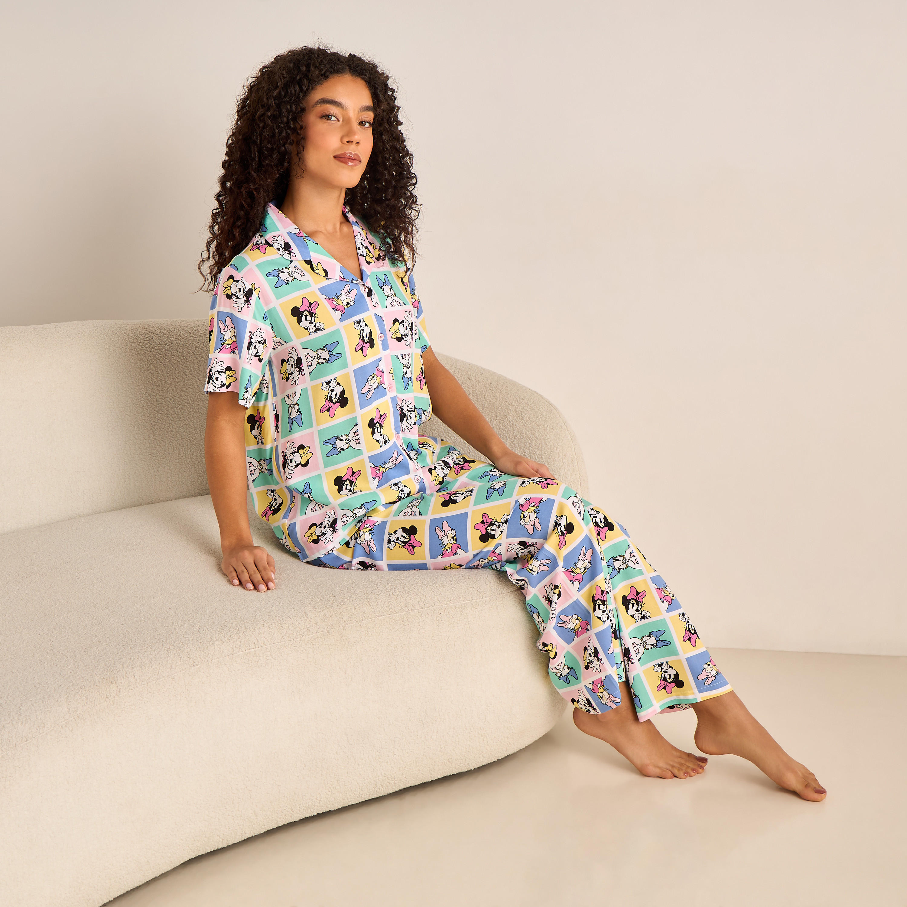 Pyjama Set Button-Down Shirt & Trousers Viscose-women-clothing-nightwear-pyjamas-longsets-image-1