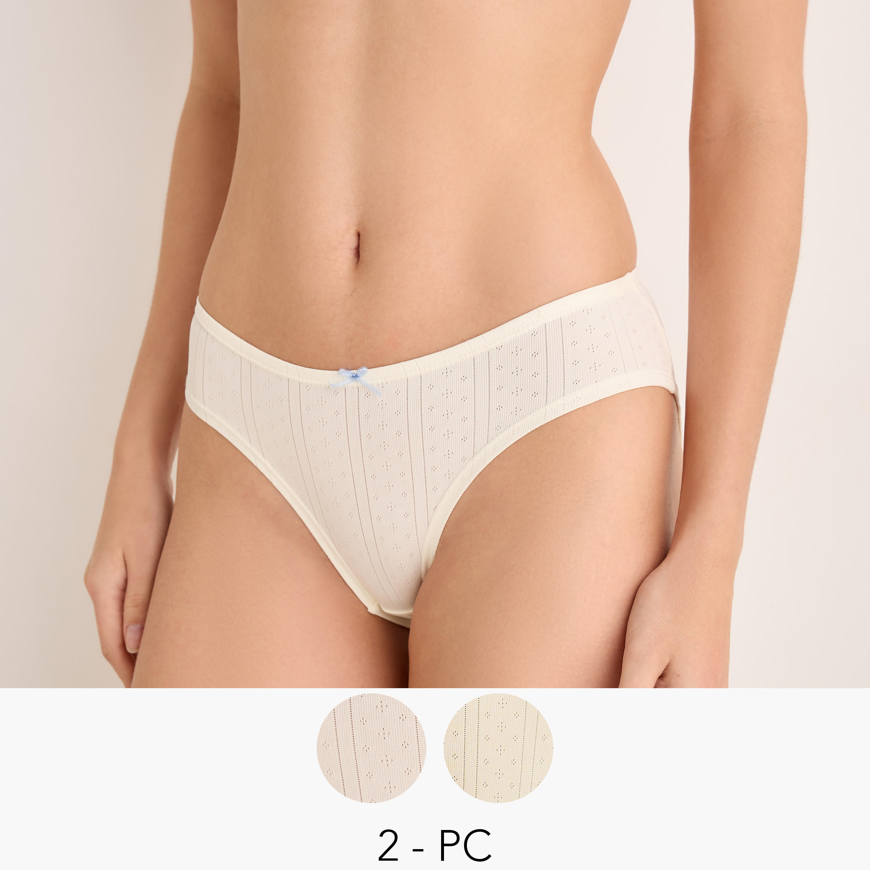 Set of 2 - High Leg Briefs with Bow Accent-women-clothing-lingerie-panties-image-1