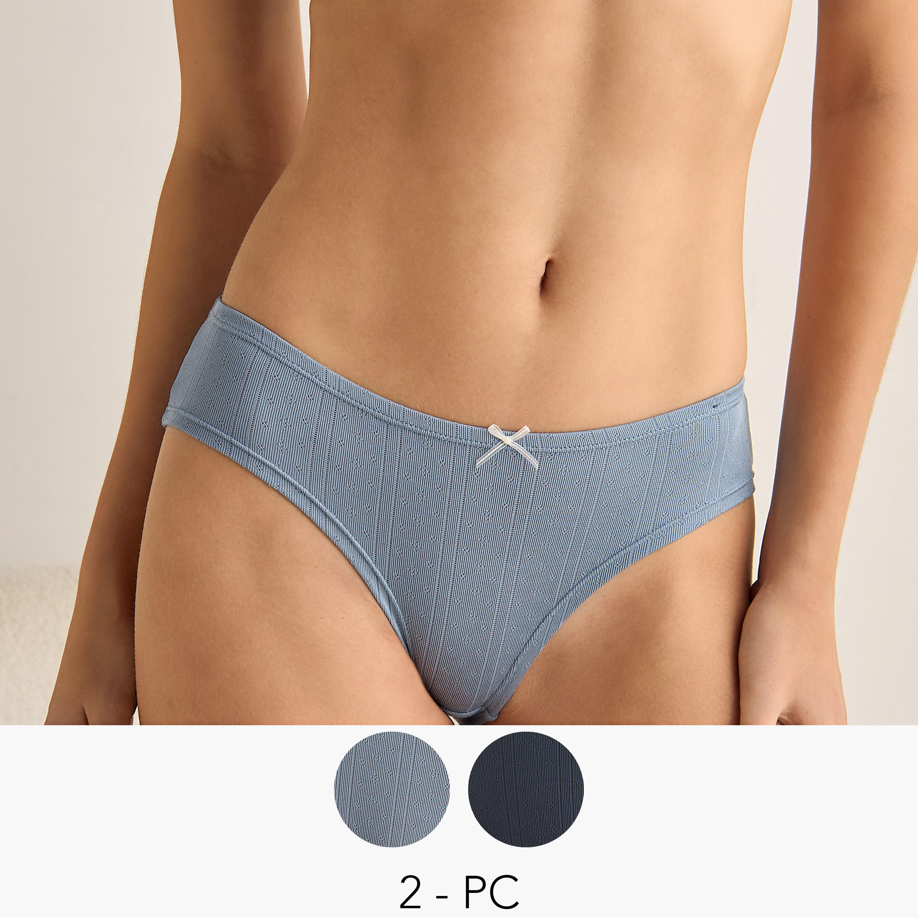 Set of 2 - High Leg Briefs with Bow Accent-women-clothing-lingerie-panties-image-1