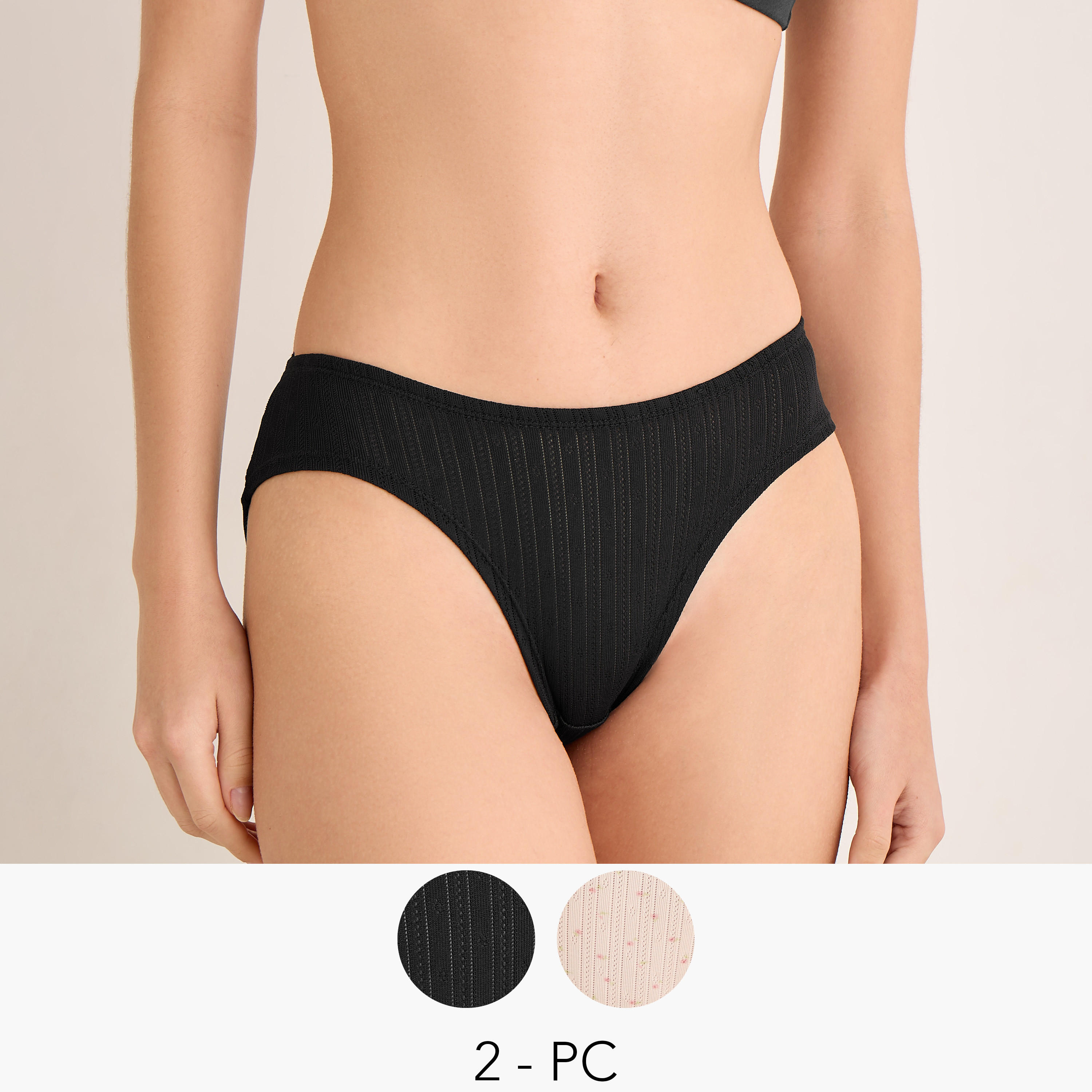 Set of 2 - High Leg Briefs with Bow Accent-women-clothing-lingerie-panties-image-1