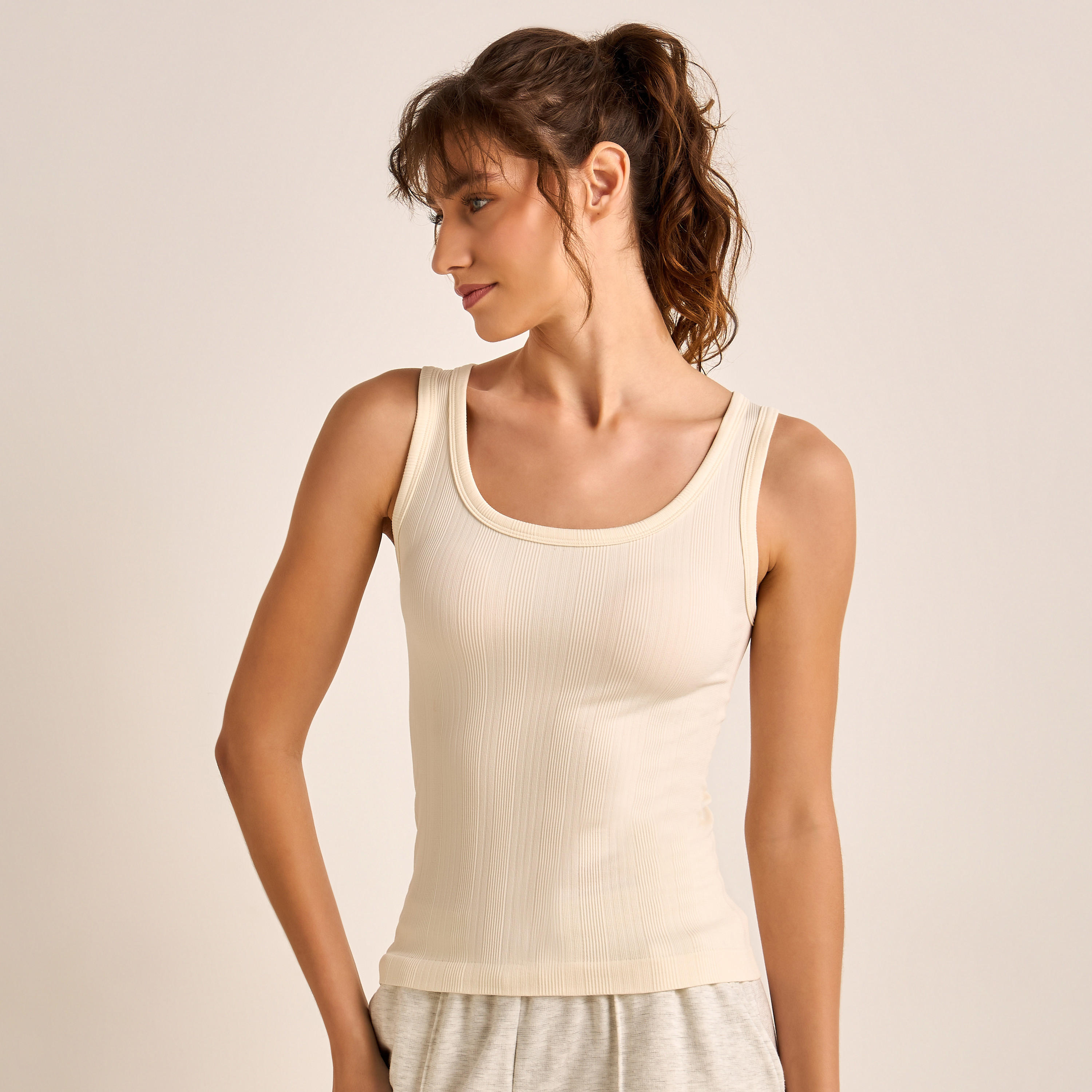 Seamless Tank Top with Ribbed Design-women-clothing-nightwear-pyjamas-tops-image-1