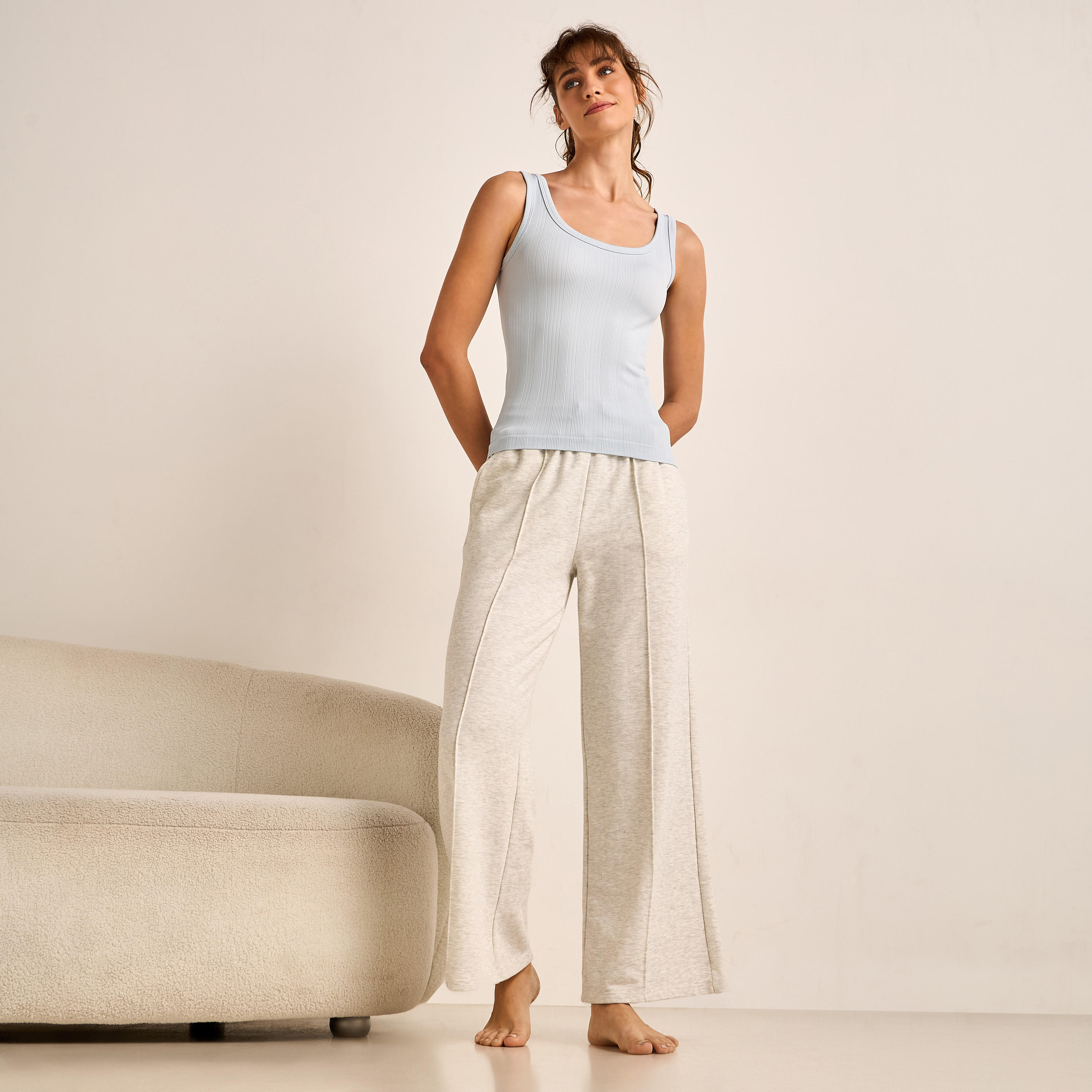 بلوزة تانك بتصميم مضلع بدون خياطة-women-clothing-nightwear-pyjamas-tops-image-3