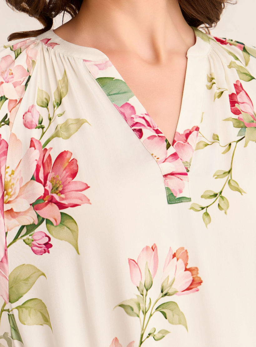 فستان قفطان مسائي ميدي مودال بطبعات زهرية-women-clothing-nightwear-nighties-image-2