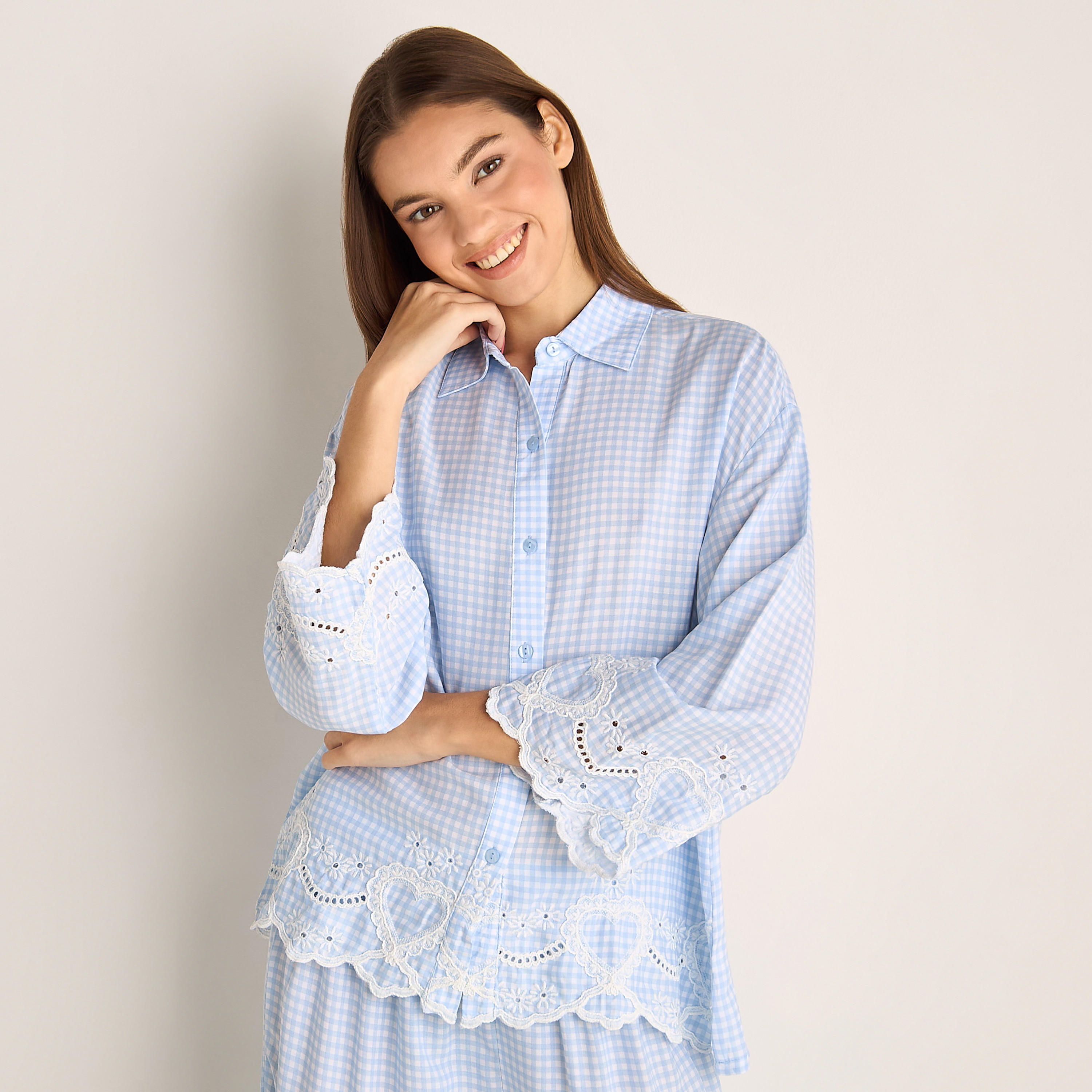 طقم بيجامة فيسكوز قميص وبنطلون-women-clothing-nightwear-pyjamas-longsets-image-2