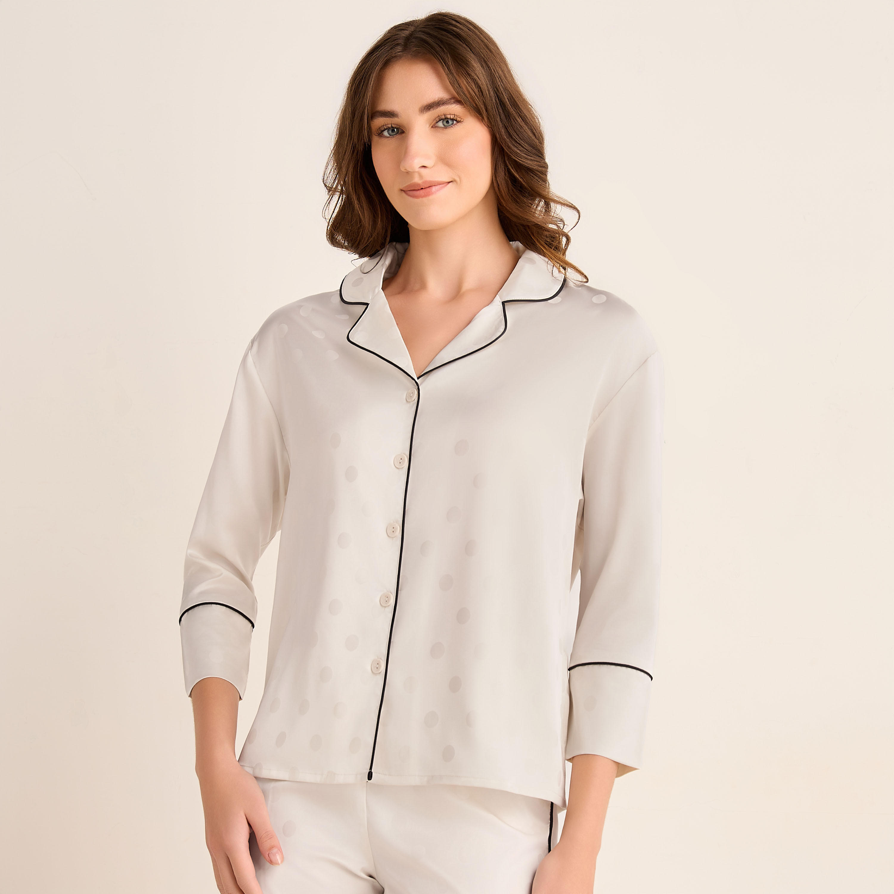 Pyjama Set Button-Down Shirt & Pants Satin-women-clothing-nightwear-pyjamas-longsets-image-2