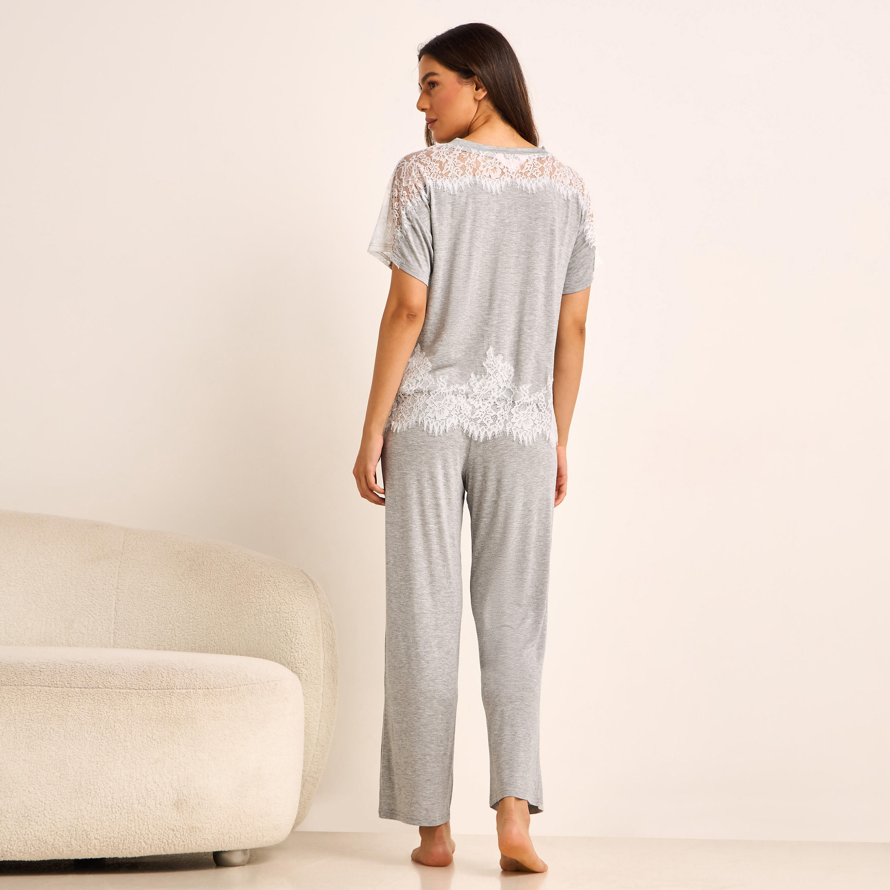 Pyjama Set Lace Panel Top & Trousers-women-clothing-nightwear-pyjamas-longsets-image-3