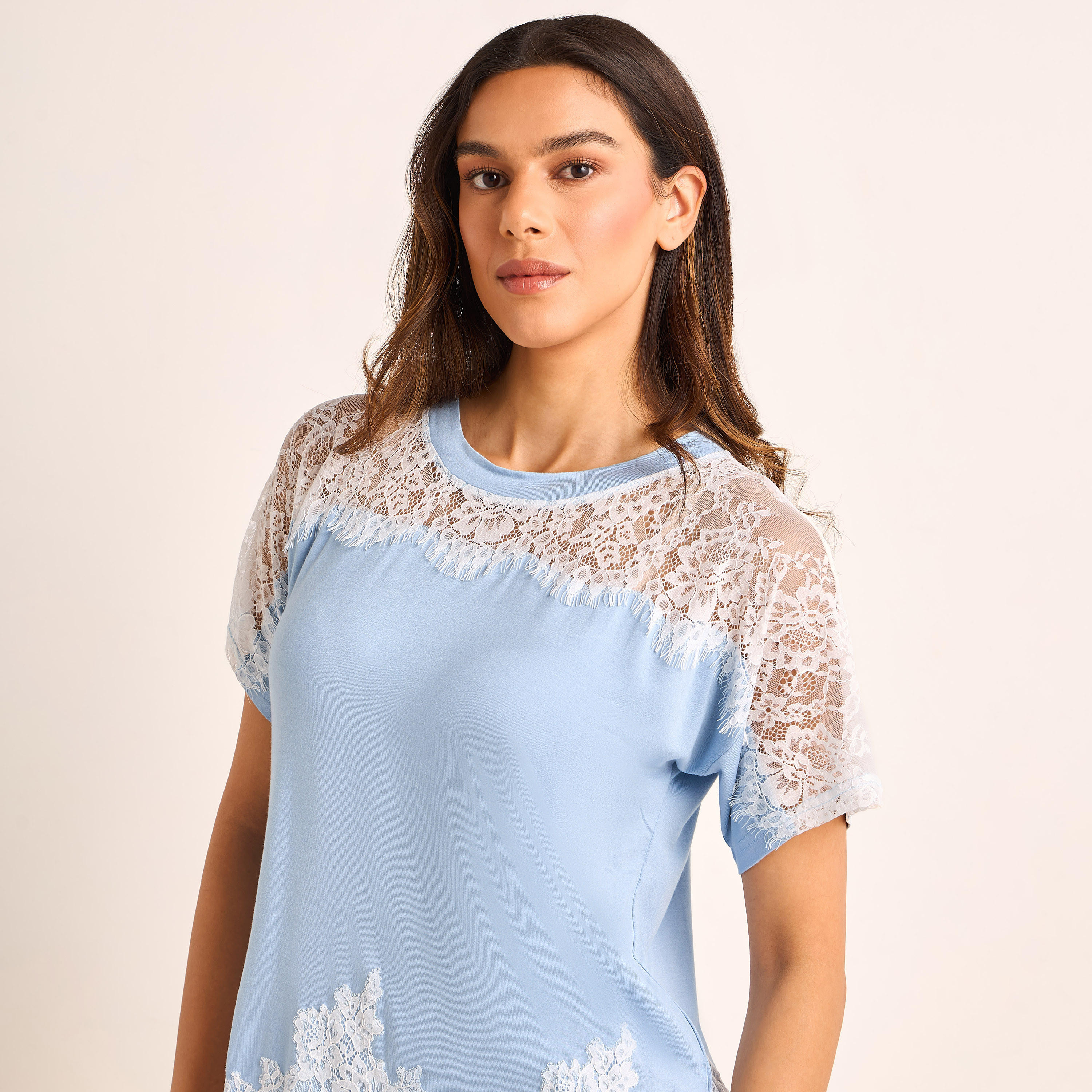 Pyjama Set Lace Panel Top & Trousers-women-clothing-nightwear-pyjamas-longsets-image-5
