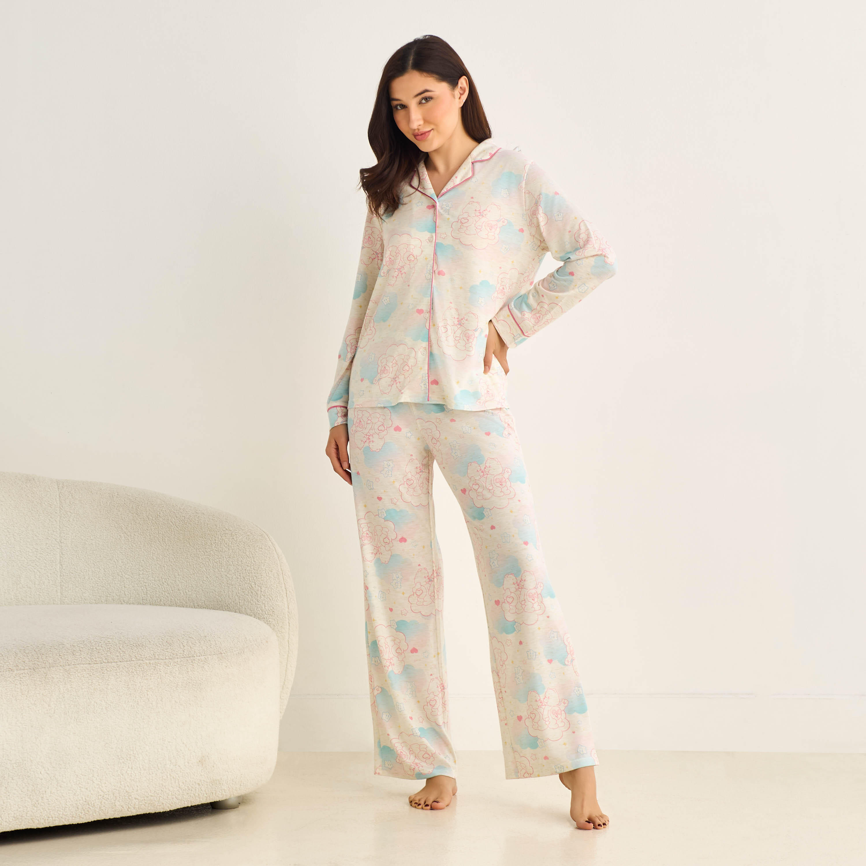 Pyjama Set Button-Down Shirt and Pants-women-clothing-nightwear-pyjamas-longsets-image-1