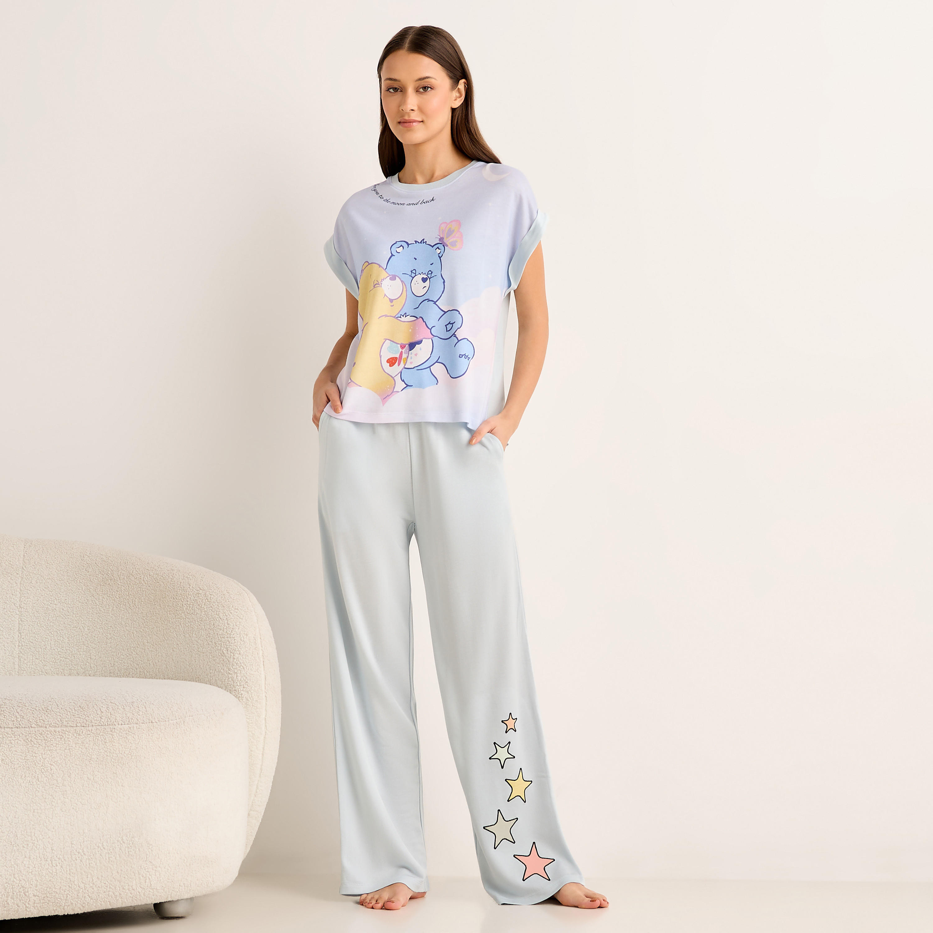 Pyjama Set Extended Sleeve T-shirt & Trousers-women-clothing-nightwear-pyjamas-longsets-image-1