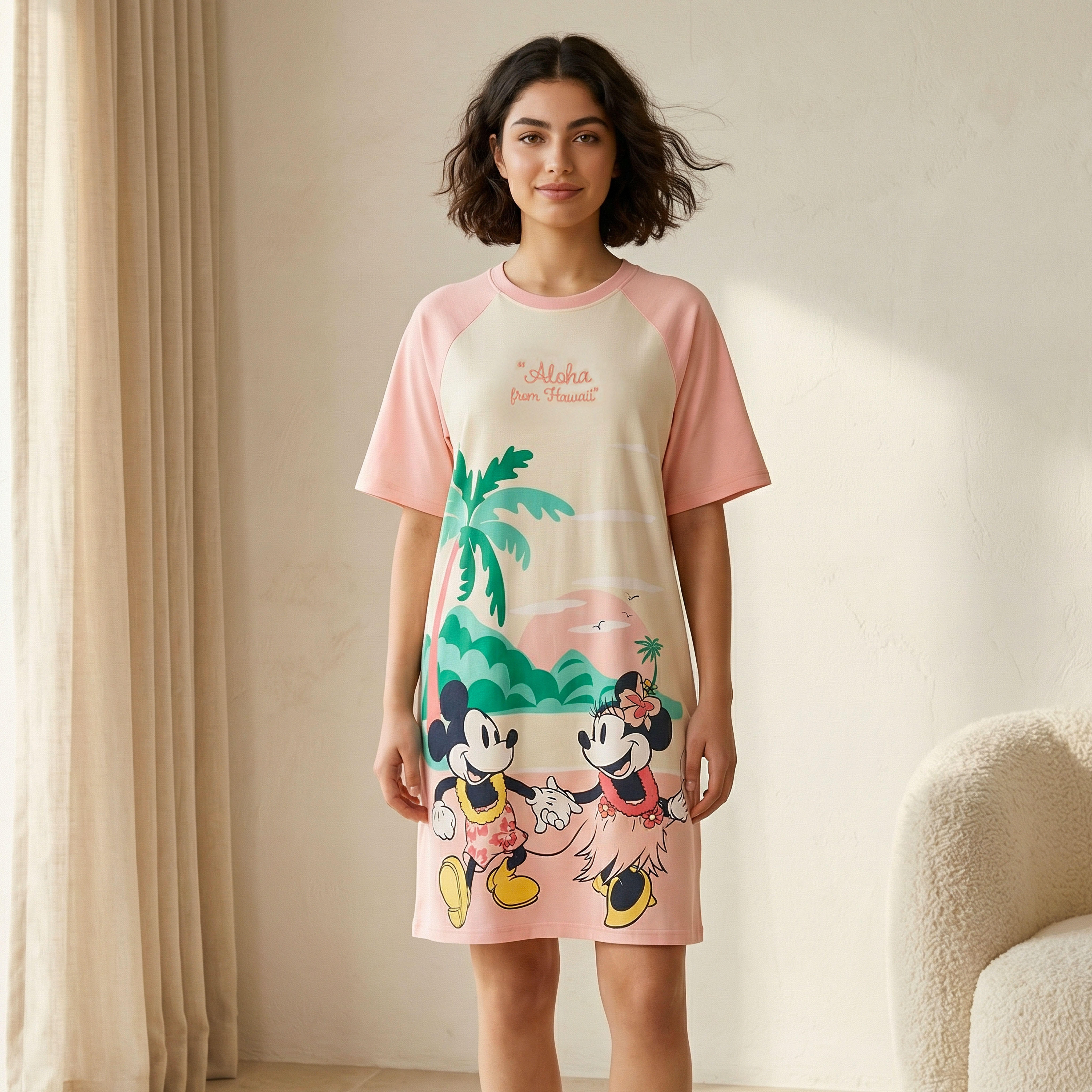 قميص نوم قطن بأكمام قصيرة وطبعات-women-clothing-nightwear-nighties-image-1