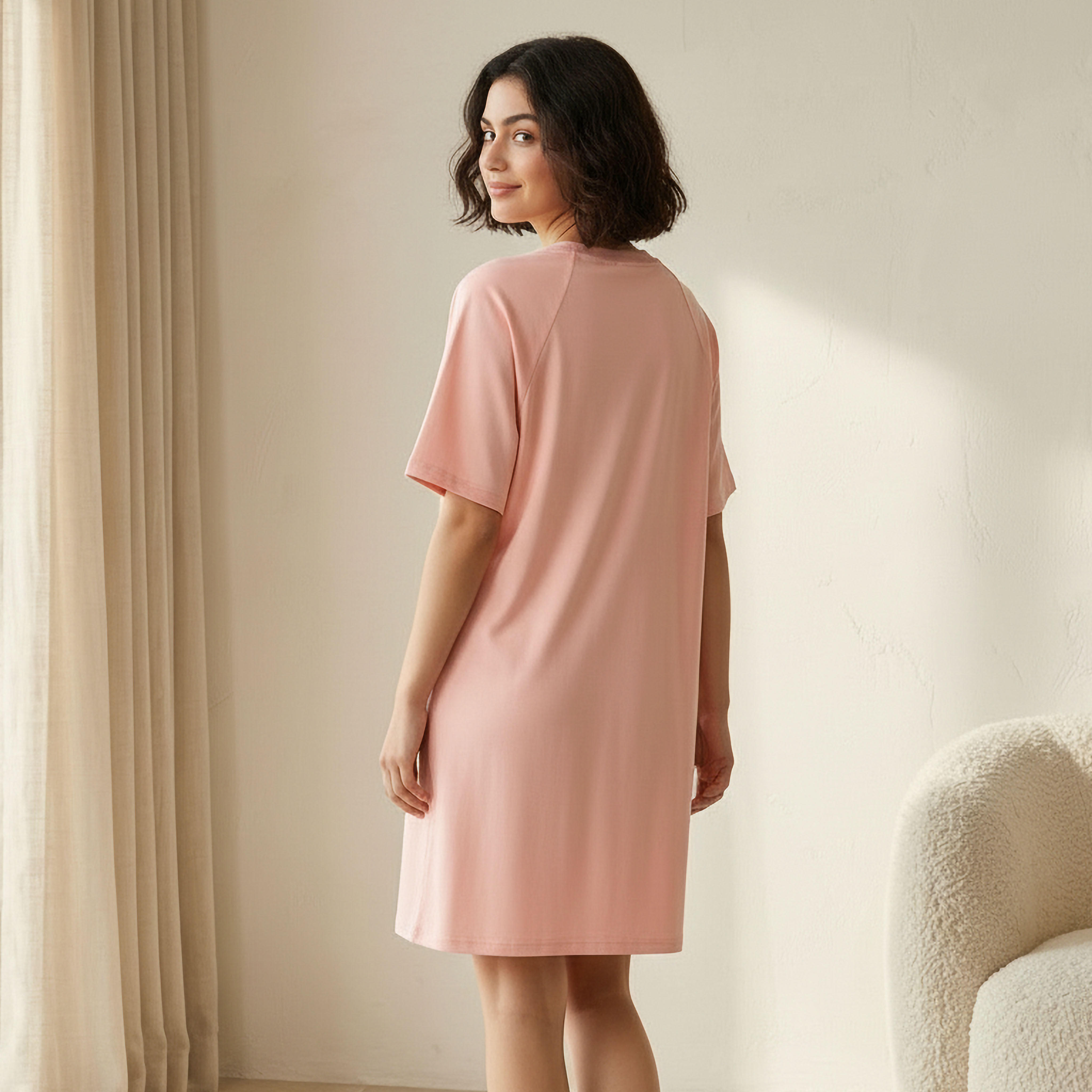 قميص نوم قطن بأكمام قصيرة وطبعات-women-clothing-nightwear-nighties-image-4