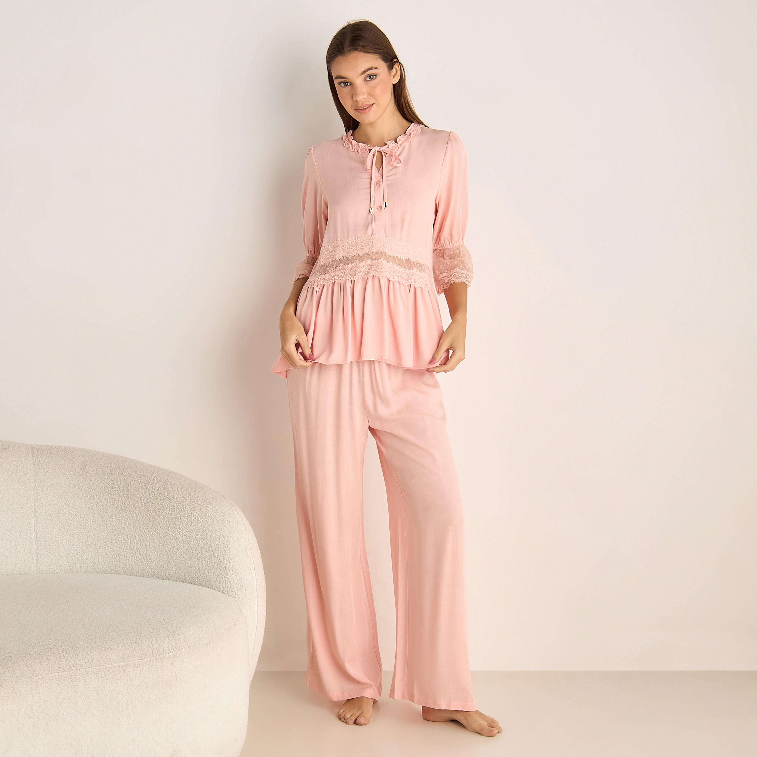 Pyjama Set Top and Pants Viscose-women-clothing-nightwear-pyjamas-longsets-image-1