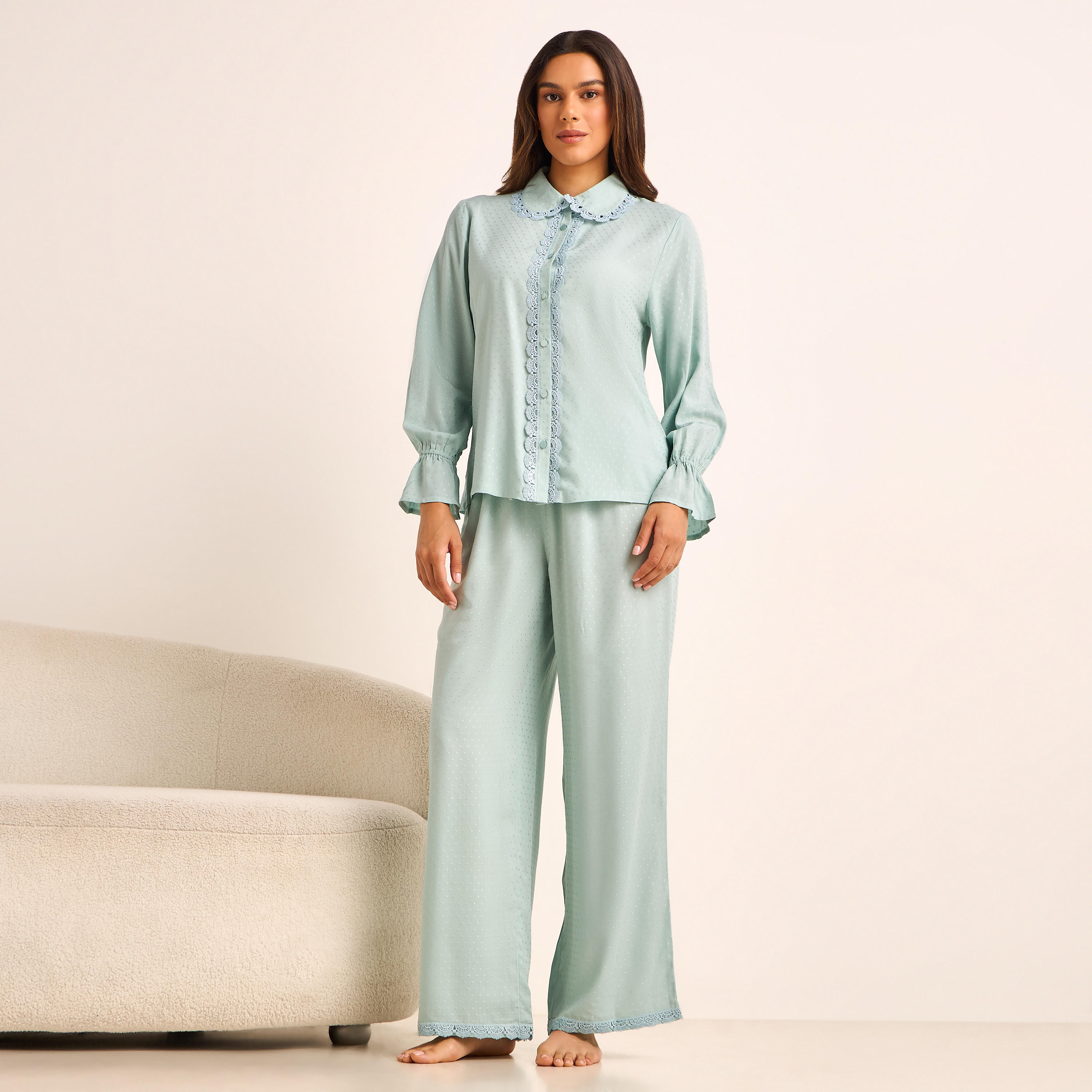 طقم بيجامة قميص وبنطلون-women-clothing-nightwear-pyjamas-longsets-image-6