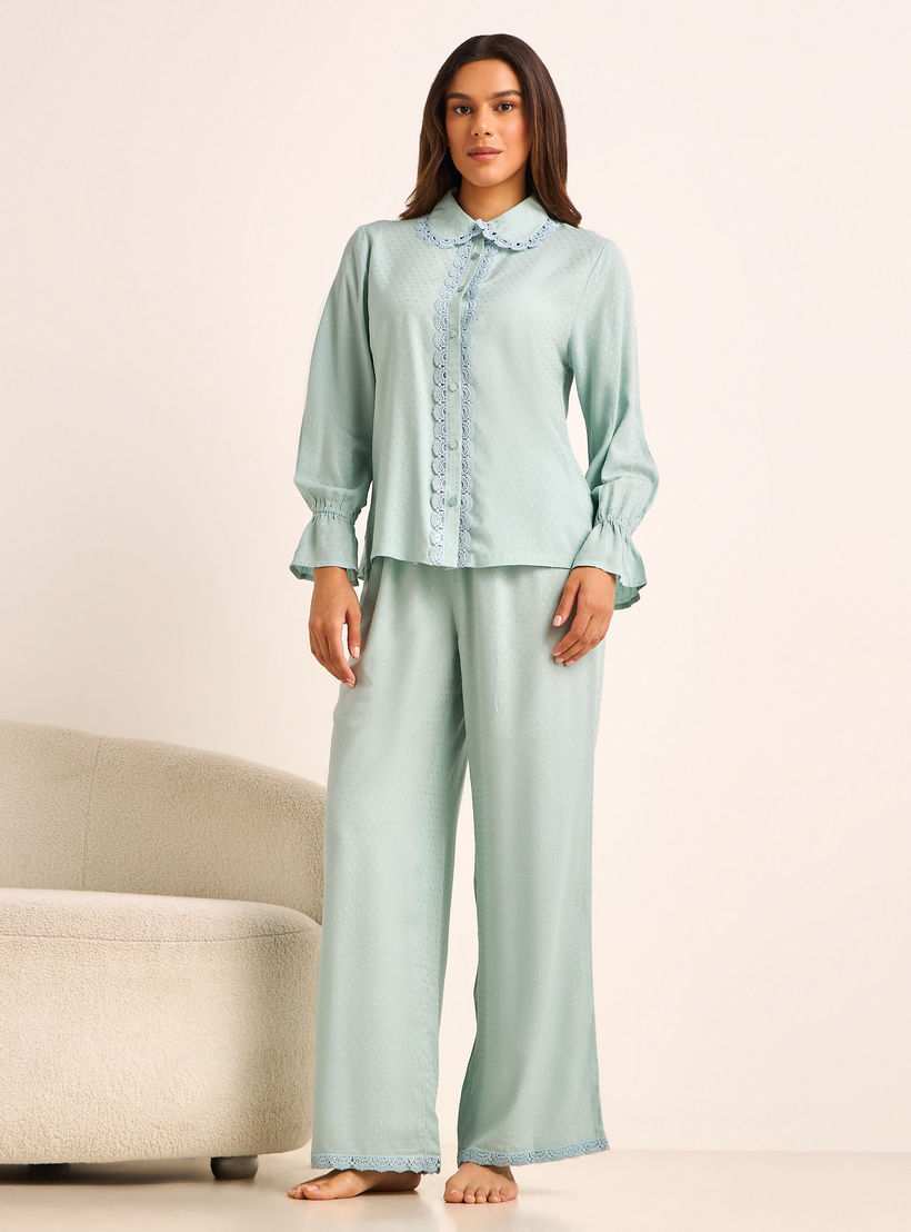 طقم بيجامة قميص وبنطلون-women-clothing-nightwear-pyjamas-longsets-image-6