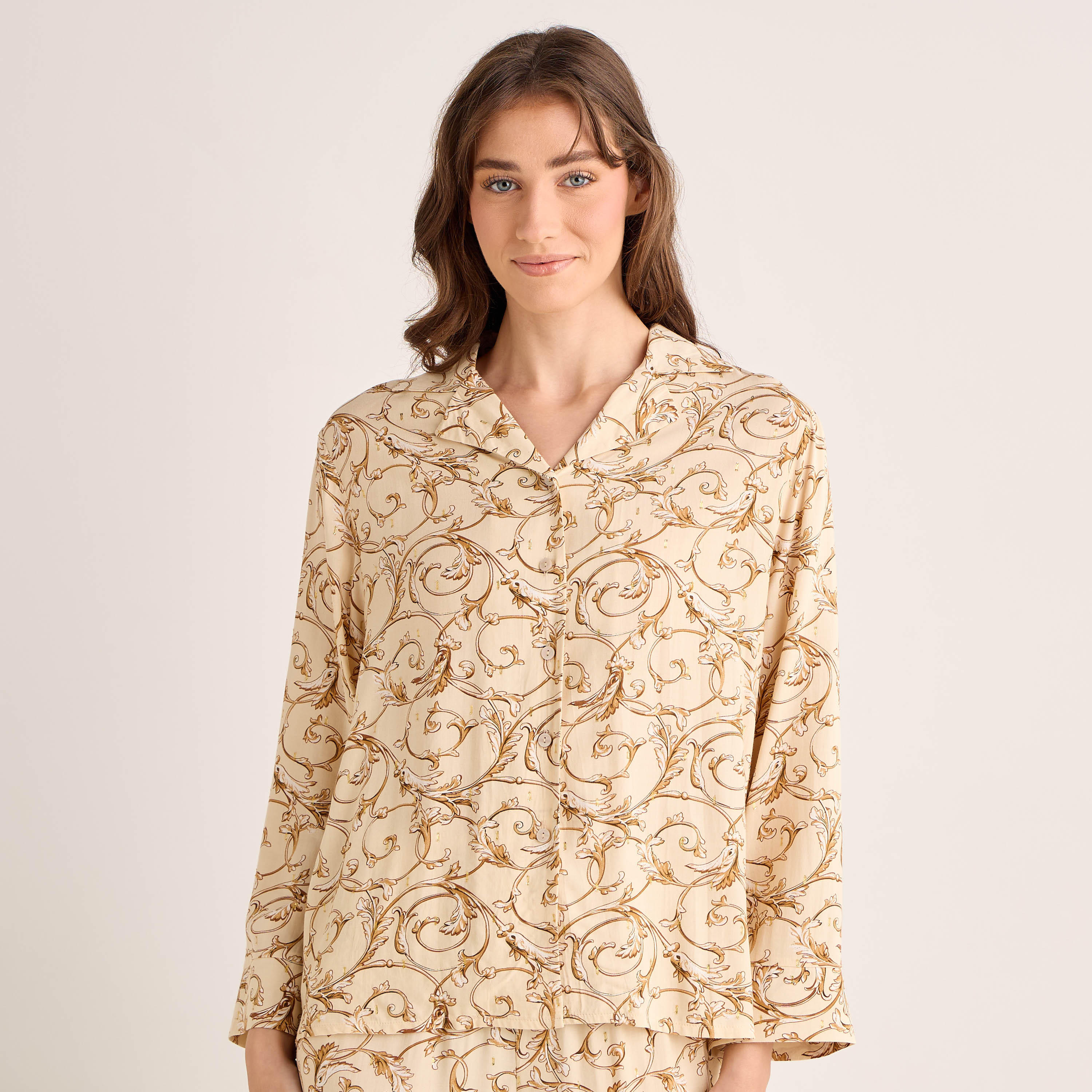 Pyjama Set Button-Down Shirt & Trousers Viscose-women-clothing-nightwear-pyjamas-longsets-image-2