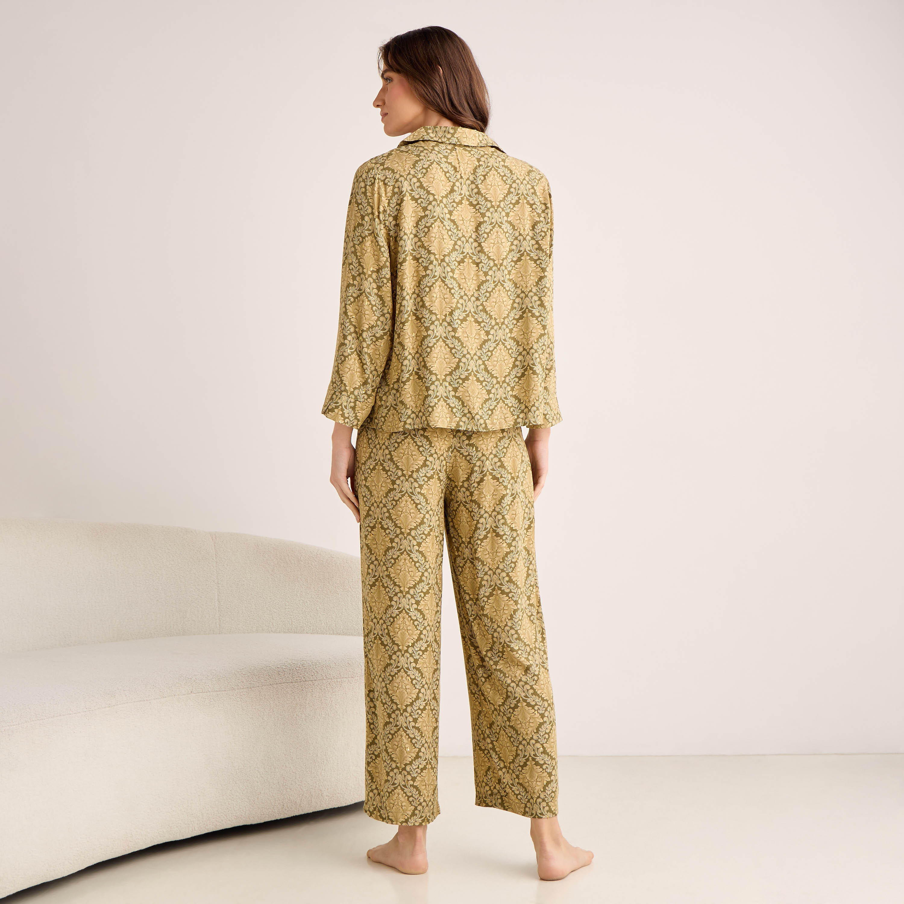 طقم بيجامة بنطلون وقميص فيسكوز بأزرار-women-clothing-nightwear-pyjamas-longsets-image-3