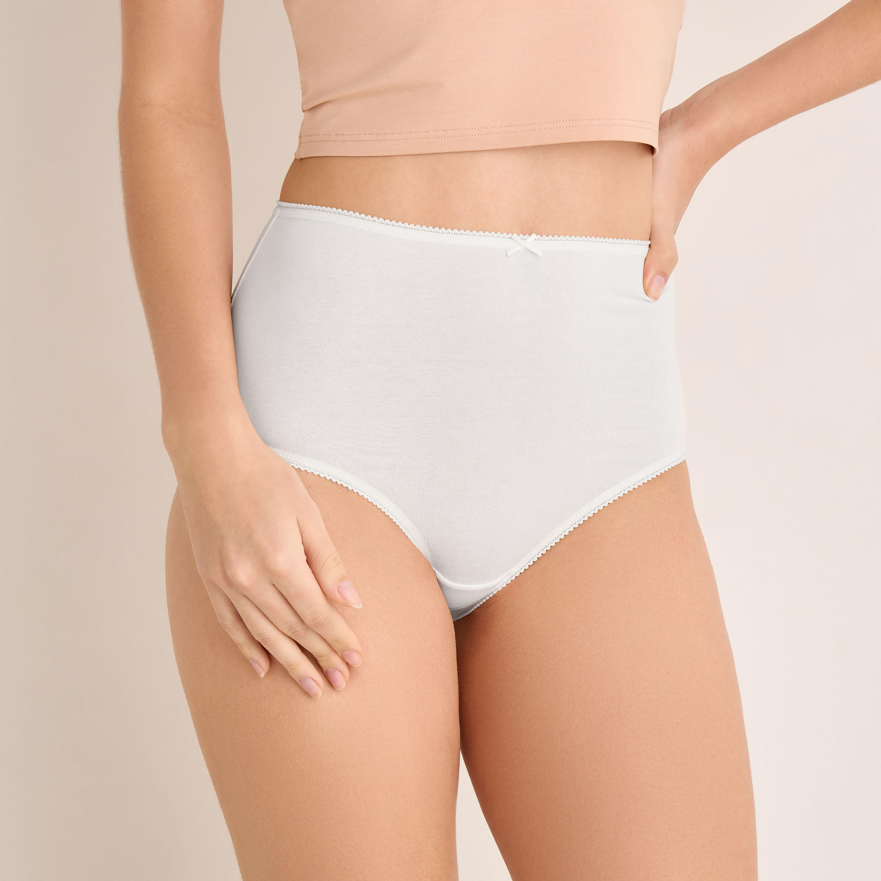 Set of 5 - Full Briefs High Waist Bow Accent-women-clothing-lingerie-panties-image-3