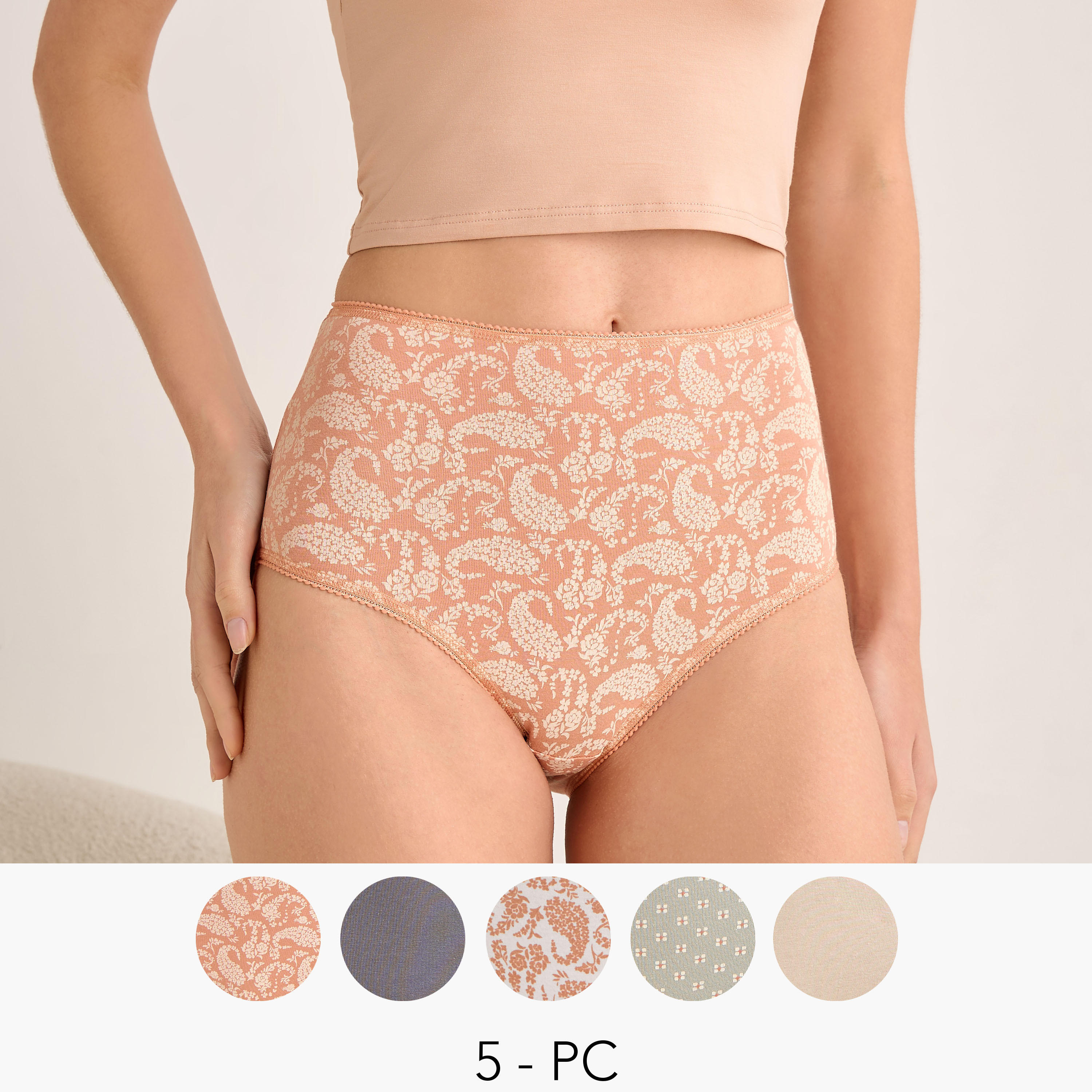Set of 5 - Full Briefs High Waist-women-clothing-lingerie-panties-image-1