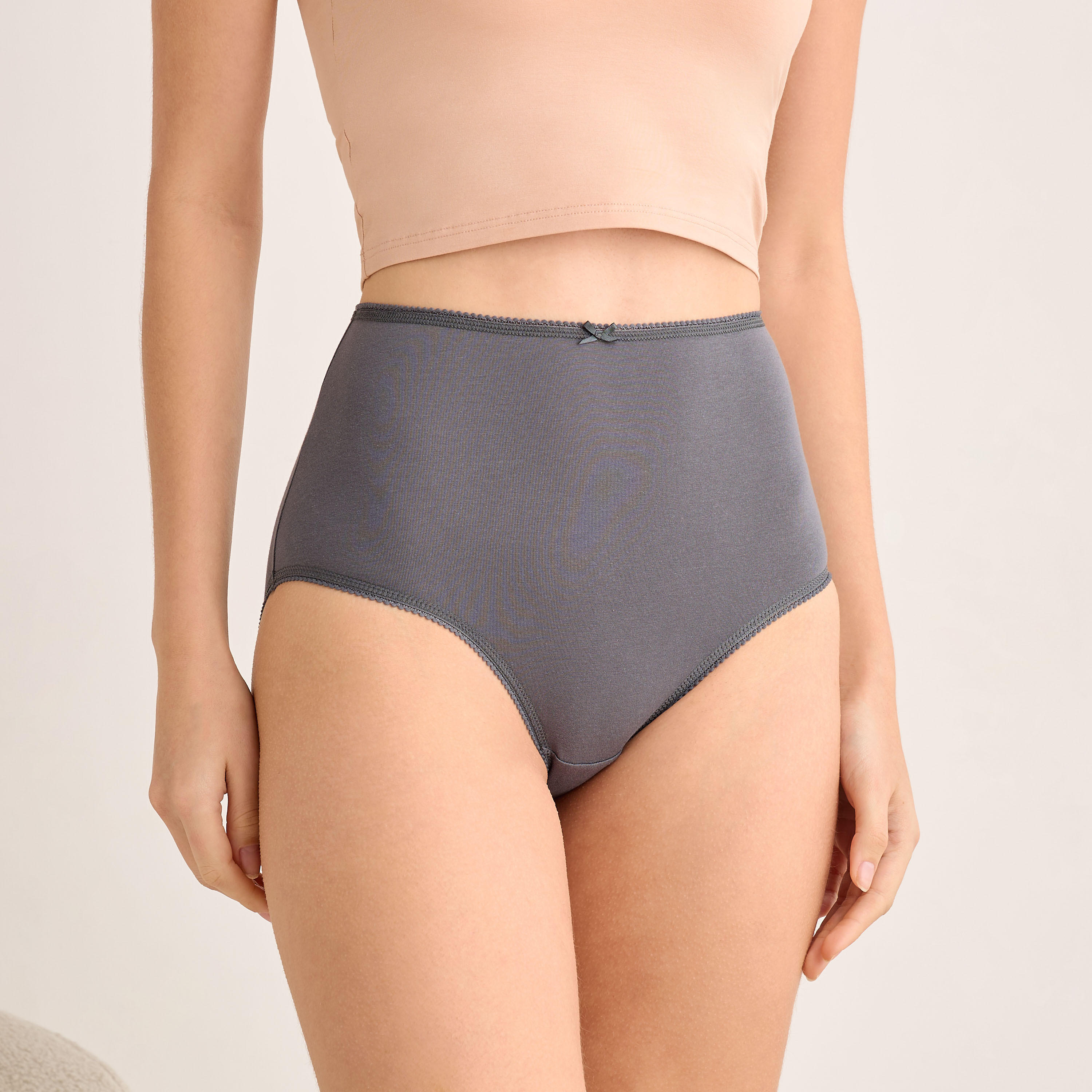 سراويل داخلية بخصر مرتفع - طقم من 5 قطع-women-clothing-lingerie-panties-image-7