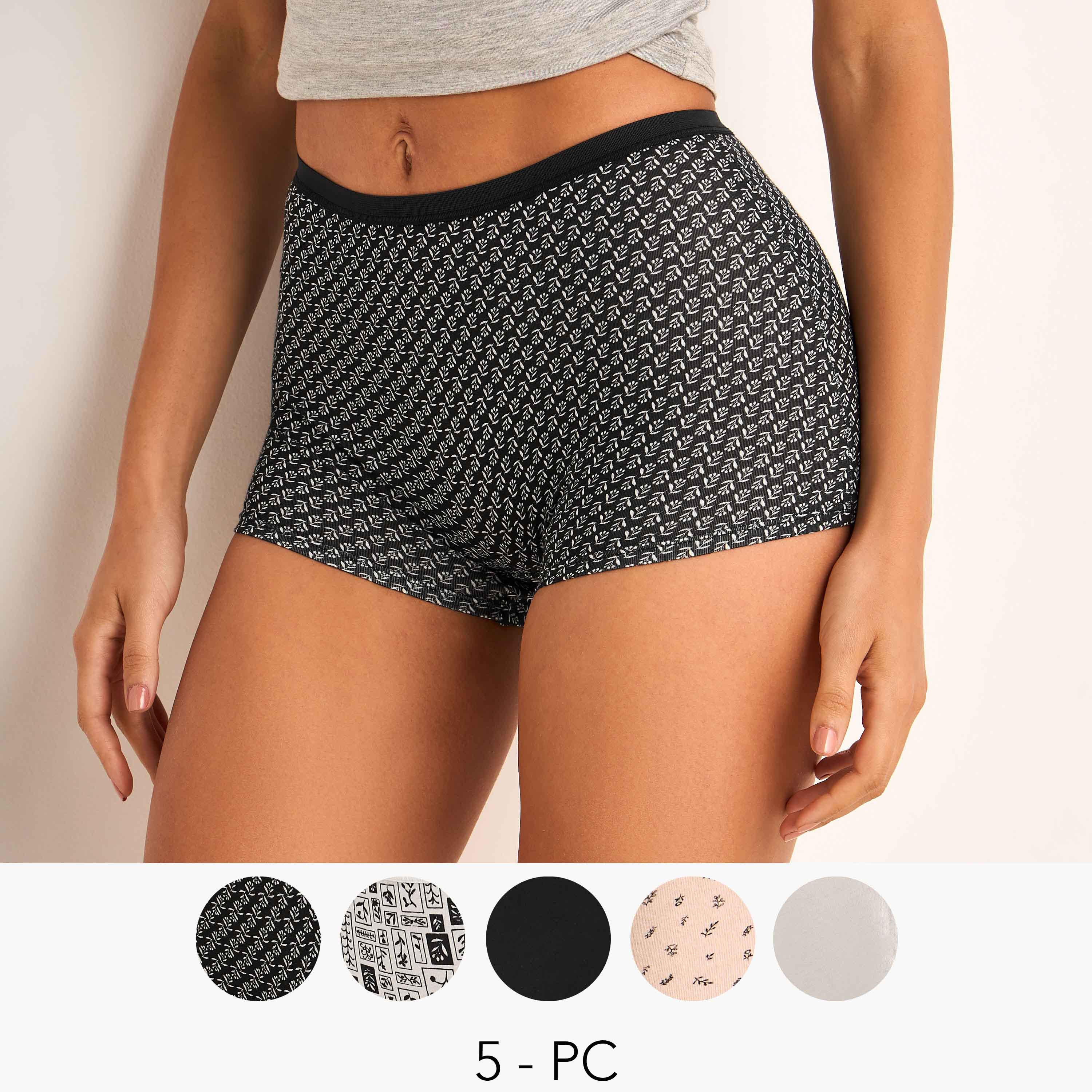سراويل داخلية بوي شورت متنوّعة - طقم من 5 قطع-women-clothing-lingerie-panties-image-1