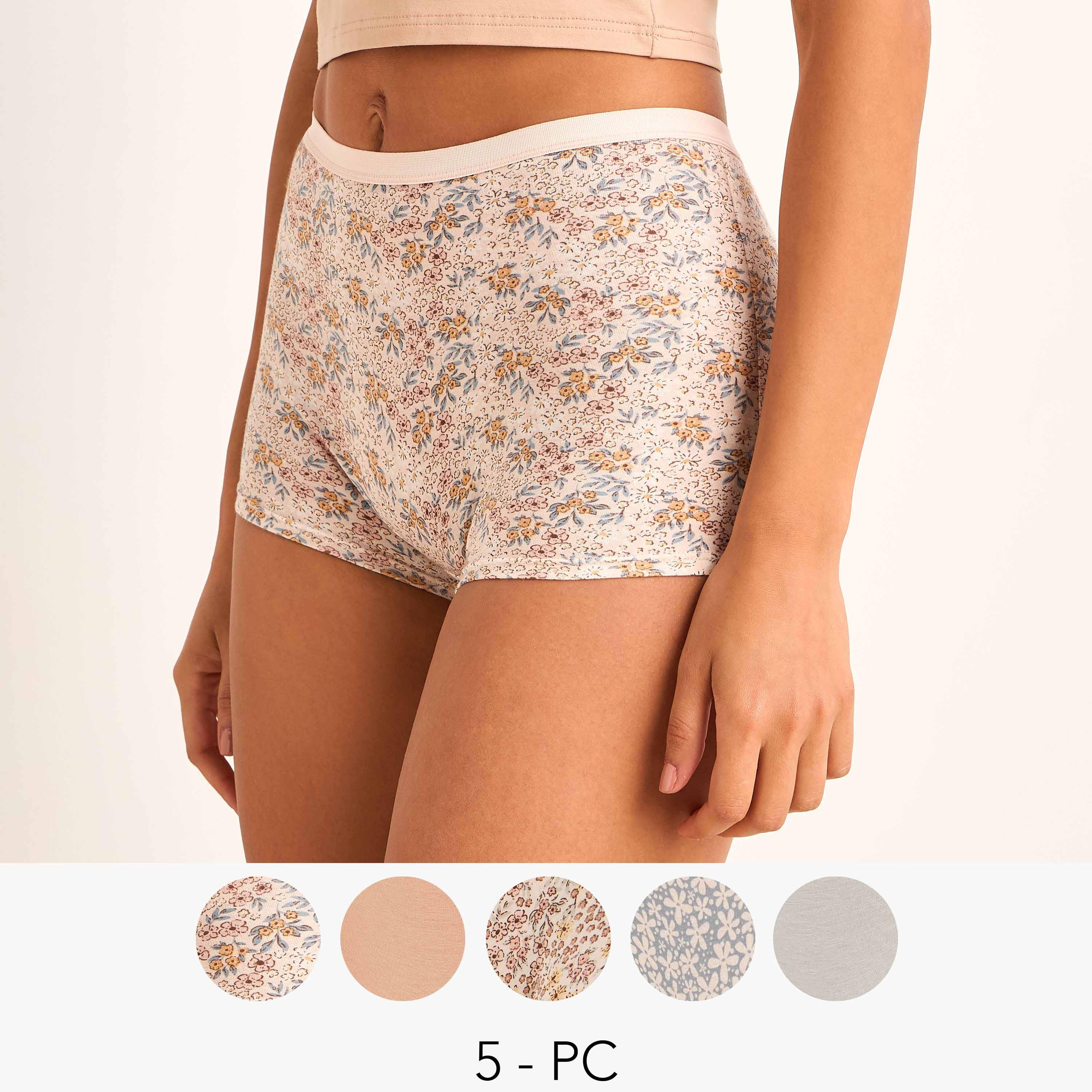 Set of 5 - Boyshort Briefs with Assorted Design-women-clothing-lingerie-panties-image-1