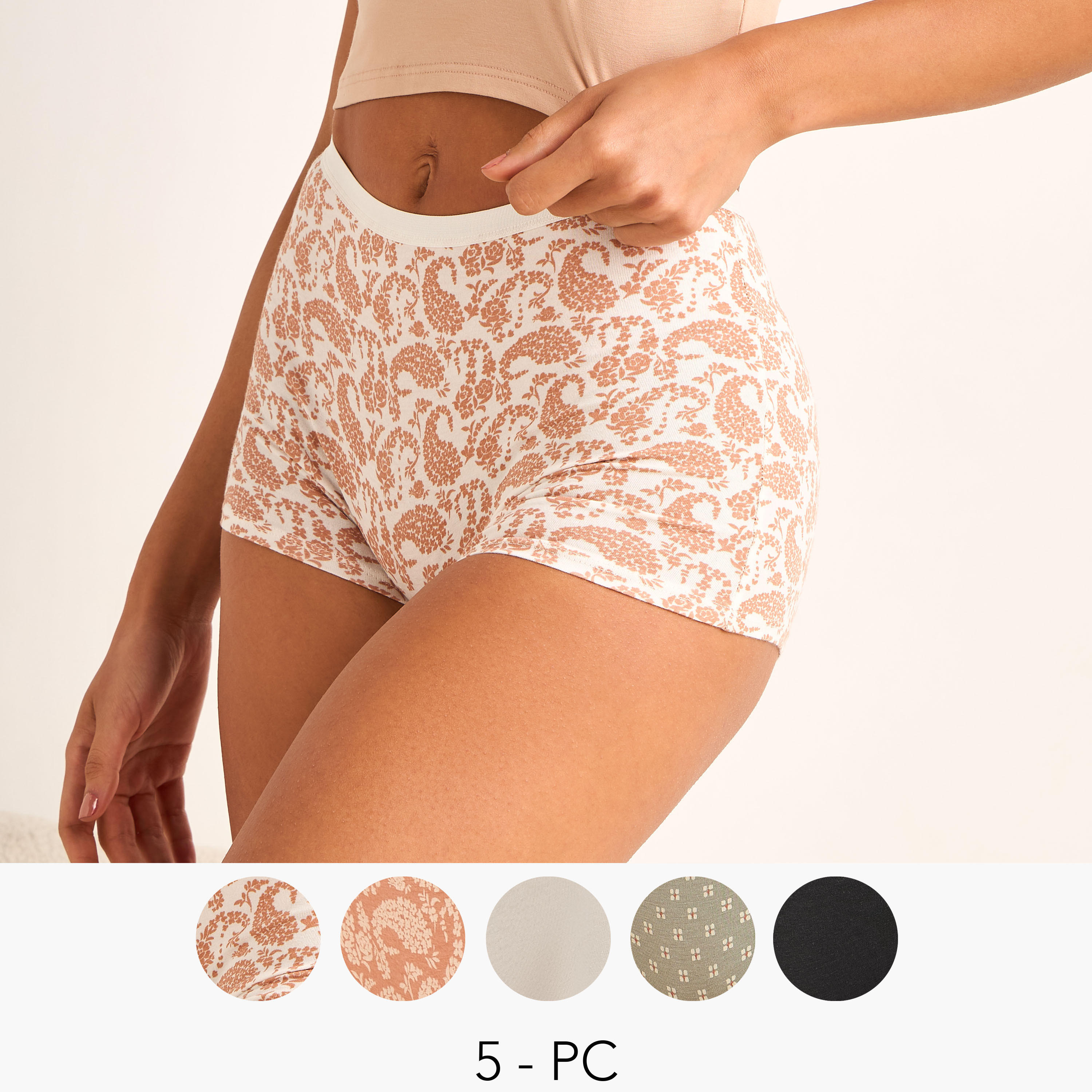 Set of 5 - Boyshort Briefs with Assorted Design-women-clothing-lingerie-panties-image-1