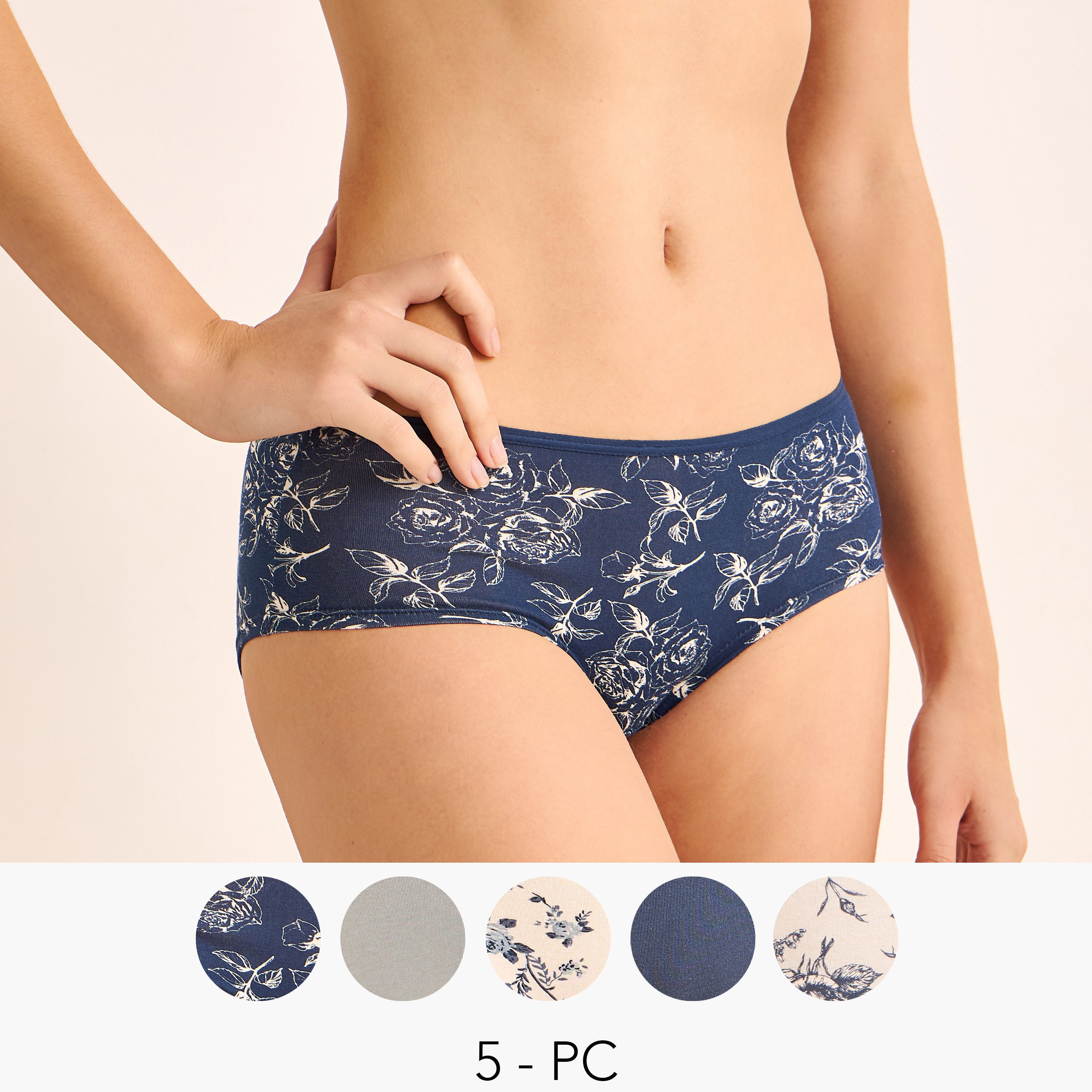 طقم من 5 - سراويل بكيني بتصاميم متنوعة-women-clothing-lingerie-panties-image-9