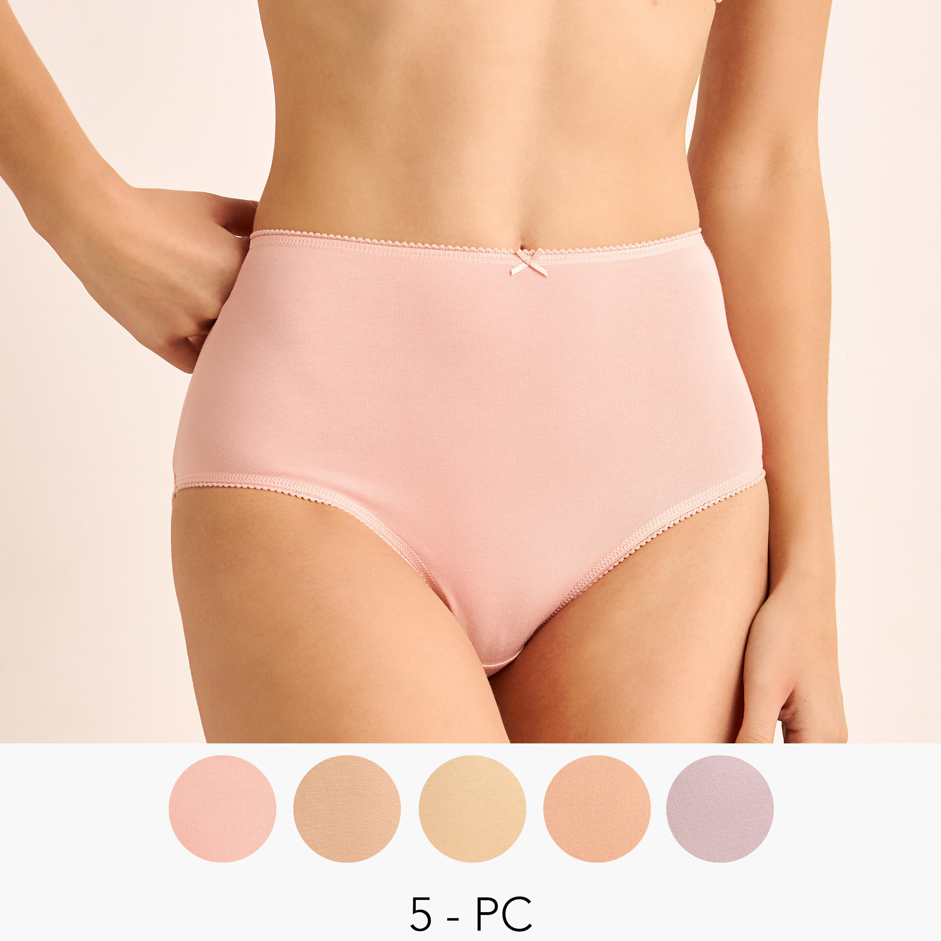 Set of 5 - Full Briefs High-Waist with Lace Trim-women-clothing-lingerie-panties-image-1
