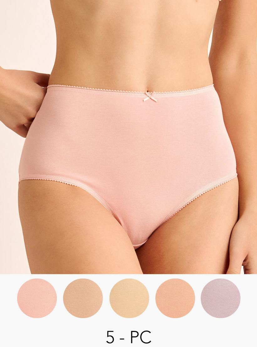 Set of 5 - Full Briefs High-Waist with Lace Trim-women-clothing-lingerie-panties-image-1