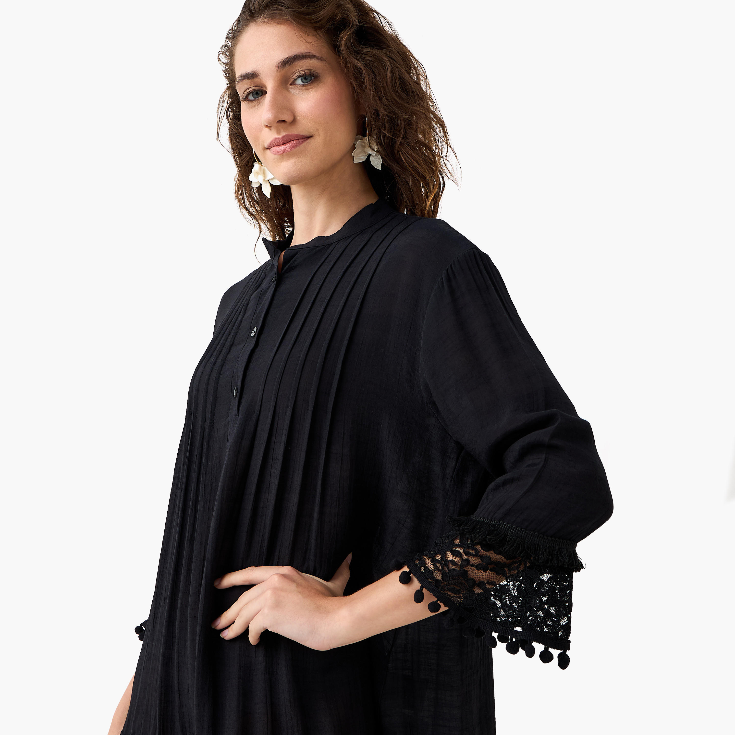 Women Lace and Pom-Pom Detail Cover-Up-women-clothing-swimandbeach-coverups-image-6