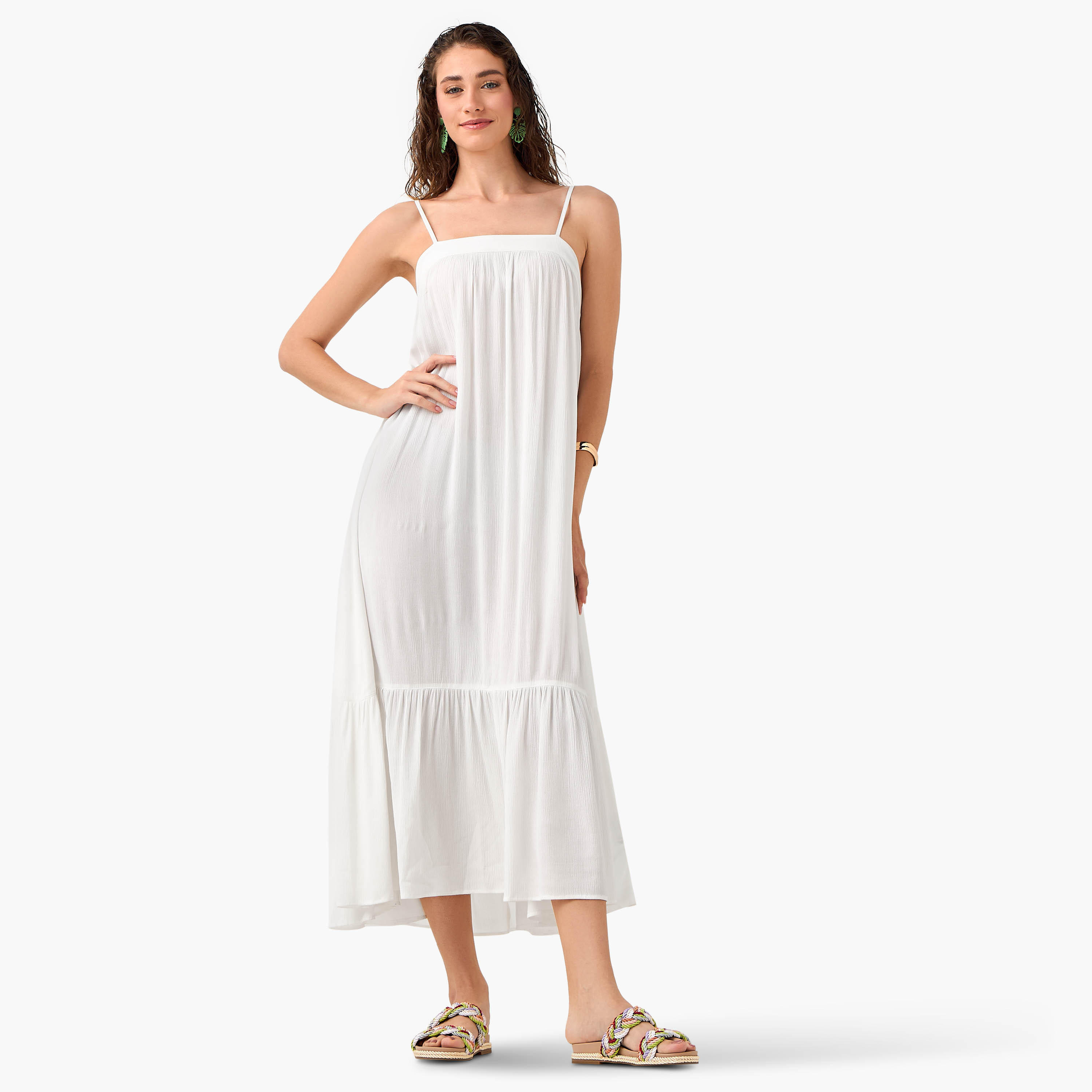 Strappy Maxi Length Viscose Dress with Textured Design-women-clothing-swimandbeach-beachwear-image-6