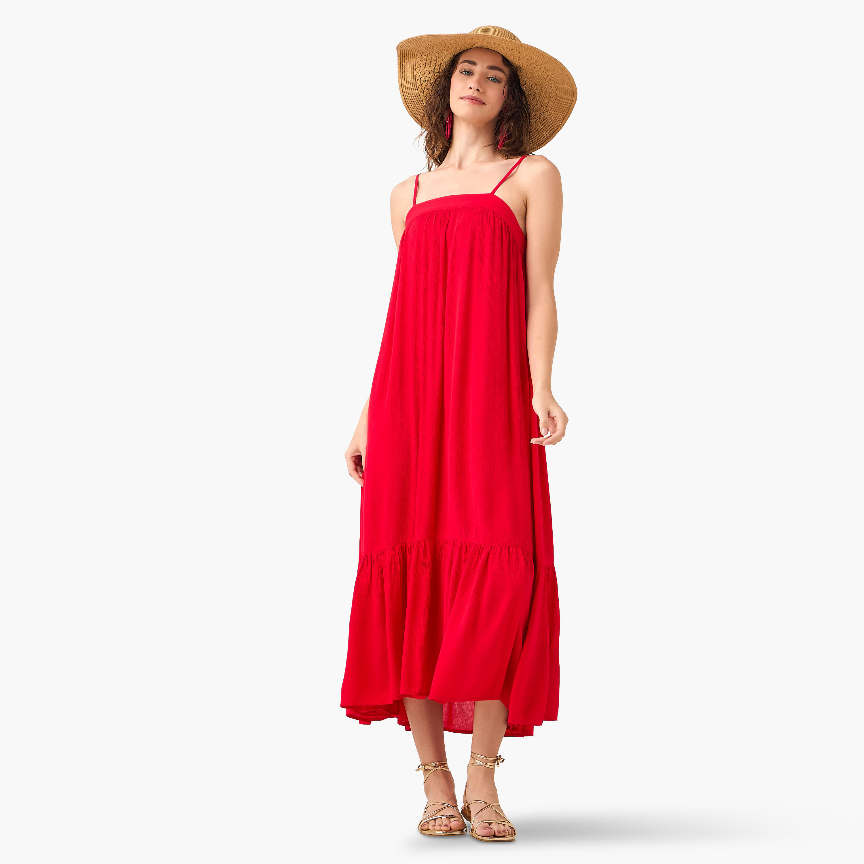 Strappy Maxi Length Viscose Dress with Textured Design-women-clothing-swimandbeach-beachwear-image-3