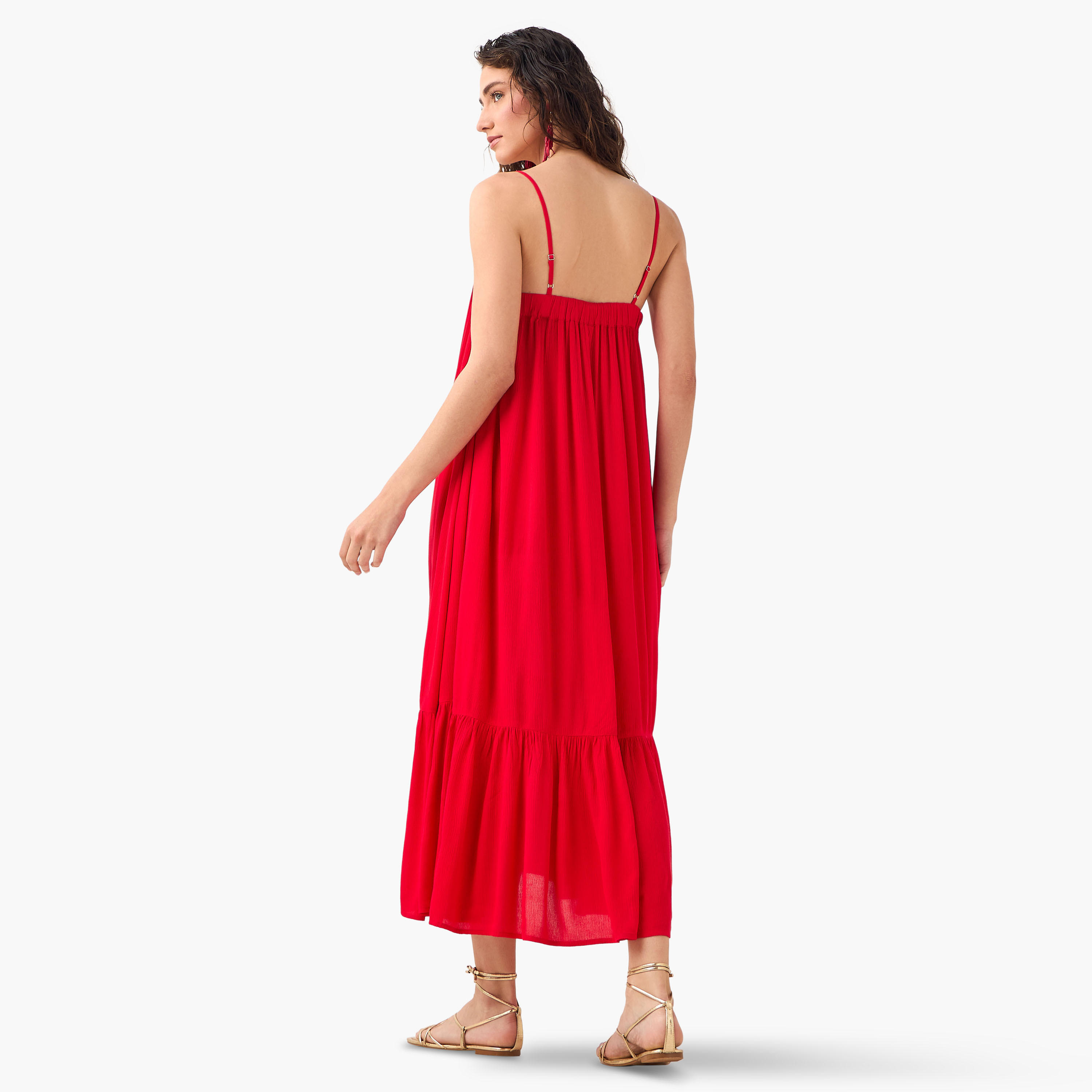 Strappy Maxi Length Viscose Dress with Textured Design-women-clothing-swimandbeach-beachwear-image-4