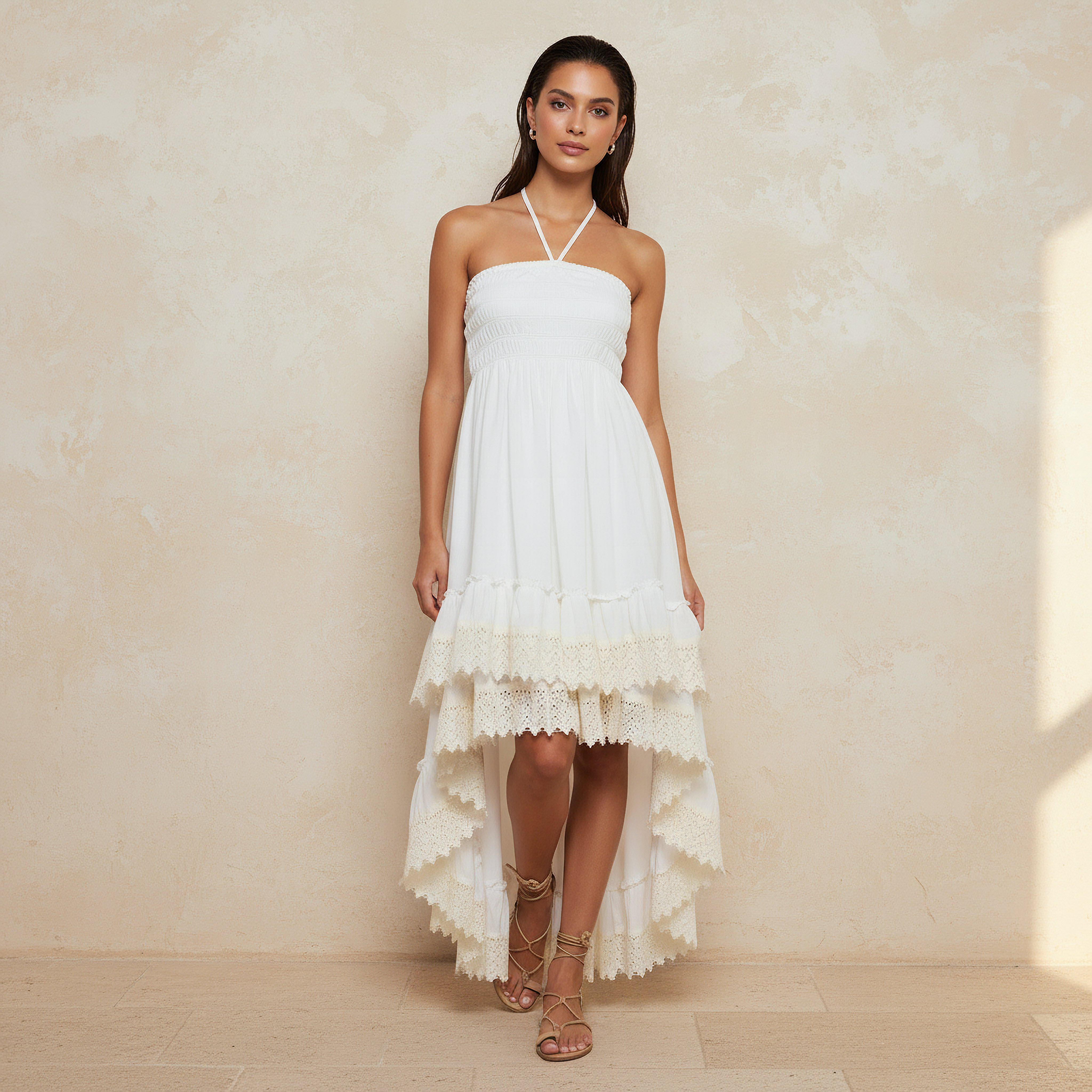 Women Lace Trim Halter Neck Cover-Up-women-clothing-swimandbeach-beachwear-image-1