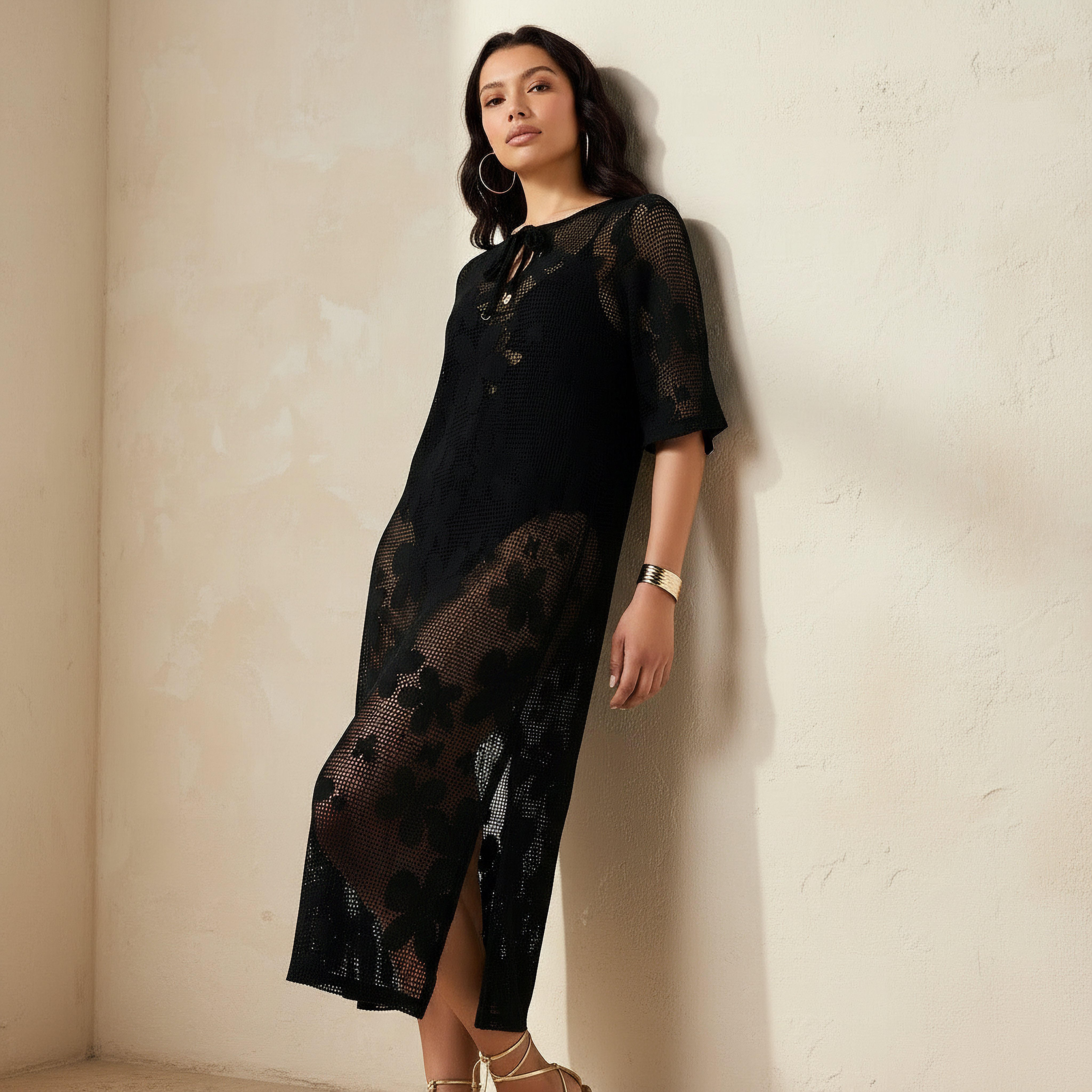 فستان شاطئ شبكي زهري للنساء-women-clothing-swimandbeach-coverups-image-1
